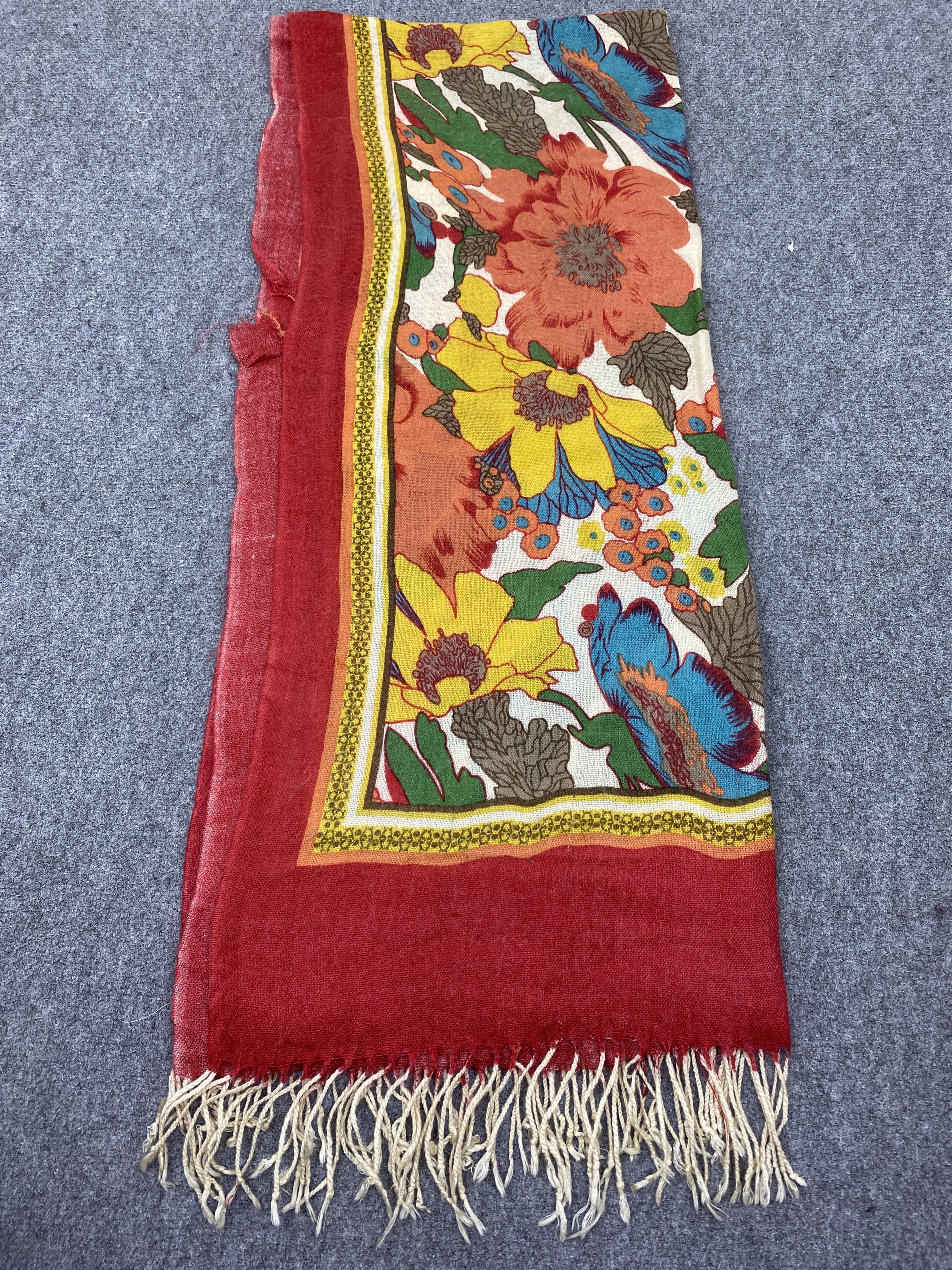 Japanese Brand Japan Brand Art Floral Wool Scarf Muffler SC0338 Size ONE SIZE - 6 Thumbnail