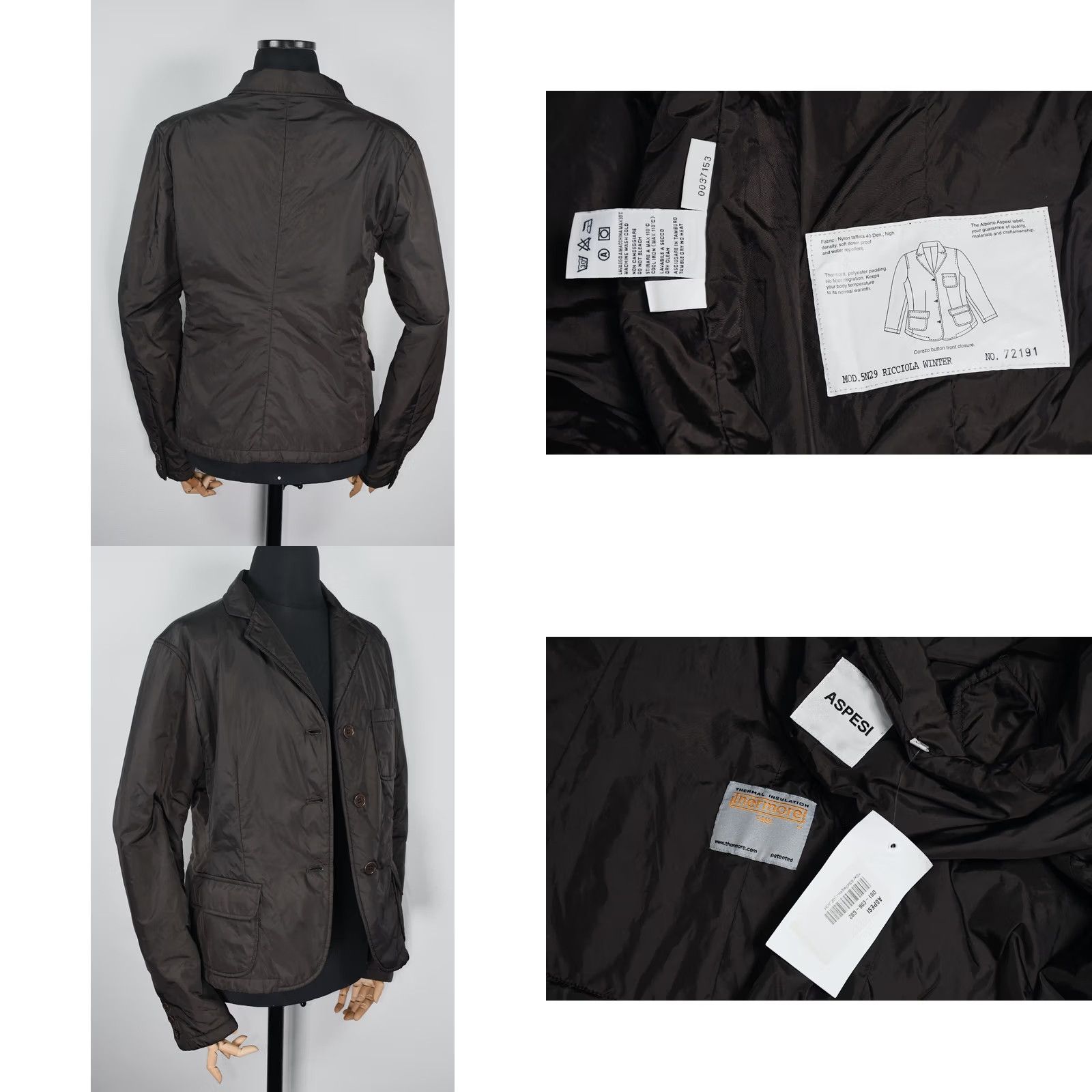 Aspesi Aspesi Jacket Women XL Brown Long Sleeve Winter Casual Solid Polyamide Jacket NSR Size XL / US 12-14 / IT 48-50 - 8 Thumbnail