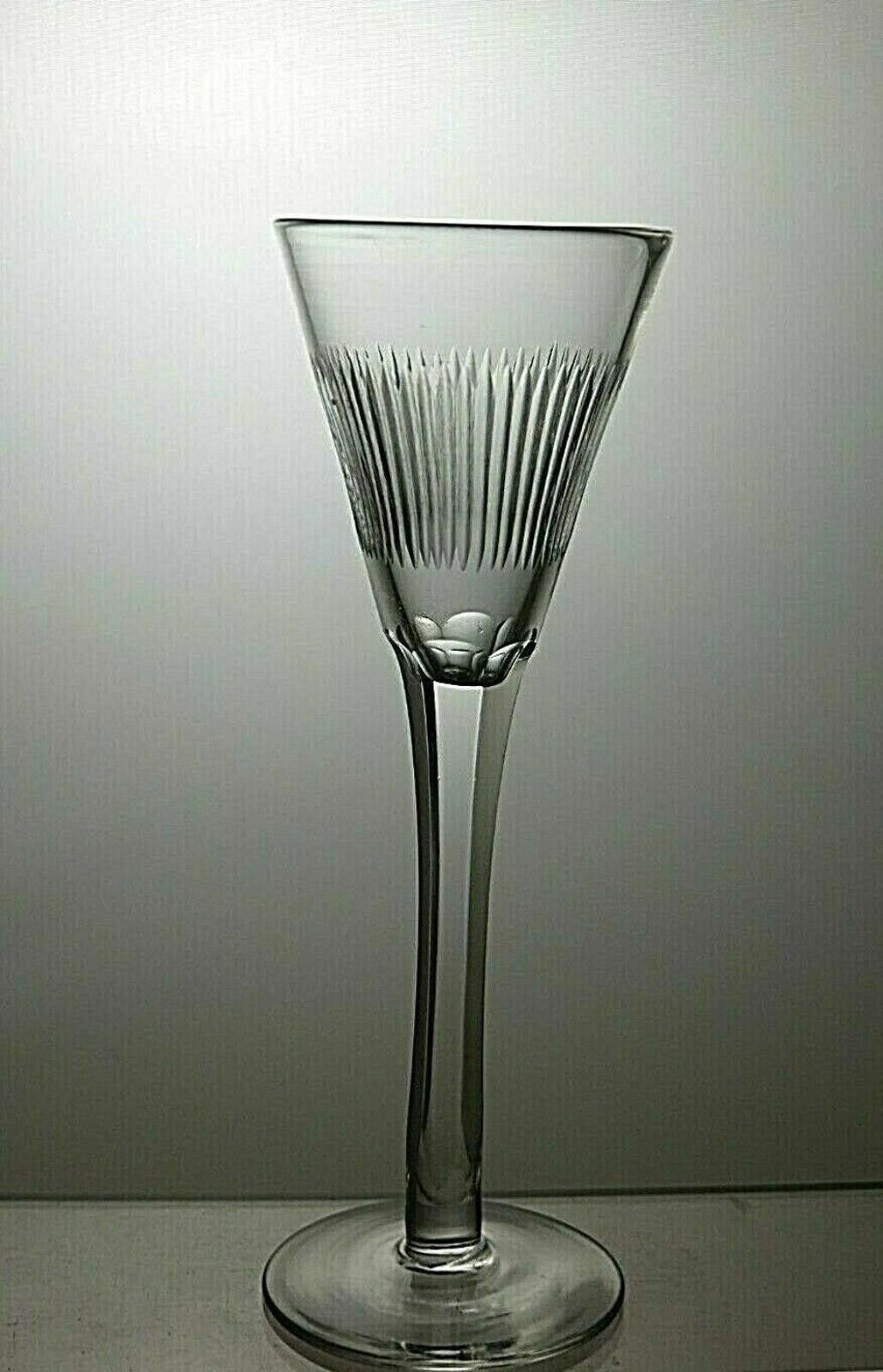 Long stemmed Set Of 6 Cut Crystal Sherry Glasses 5 3/4