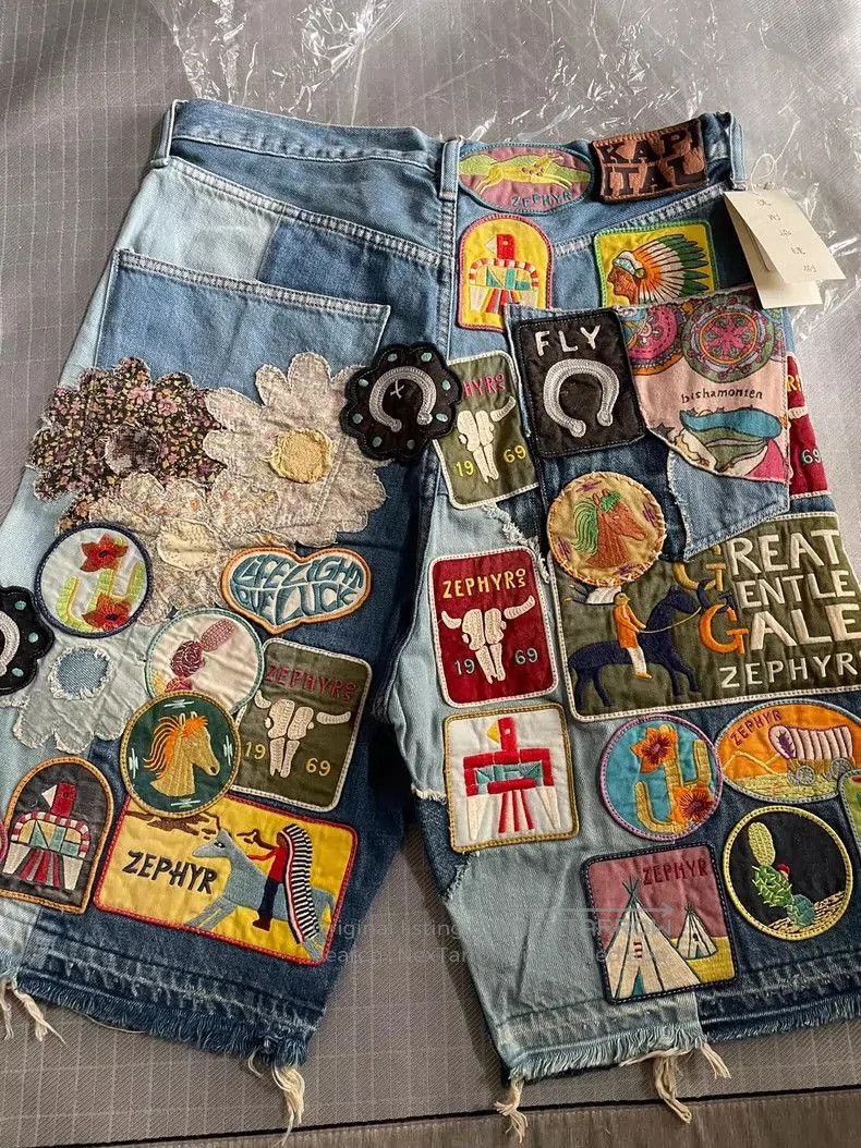 Kapital KAPITAL Embroidered Denim Shorts. Size US 34 / EU 50 - 1 Thumbnail