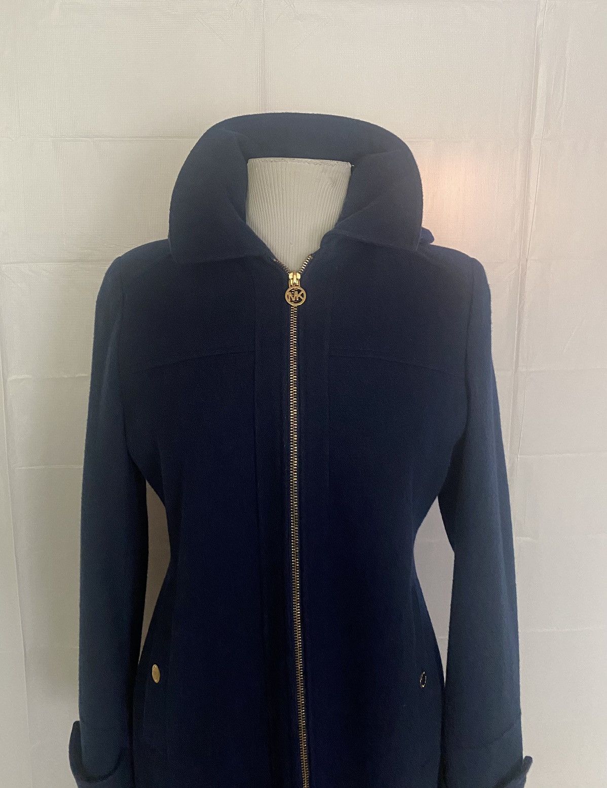 Michael Kors Michael Kors Women's Navy Blue Wool Blend Coat w/Hood Medium Size M / US 6-8 / IT 42-44 - 2 Thumbnail