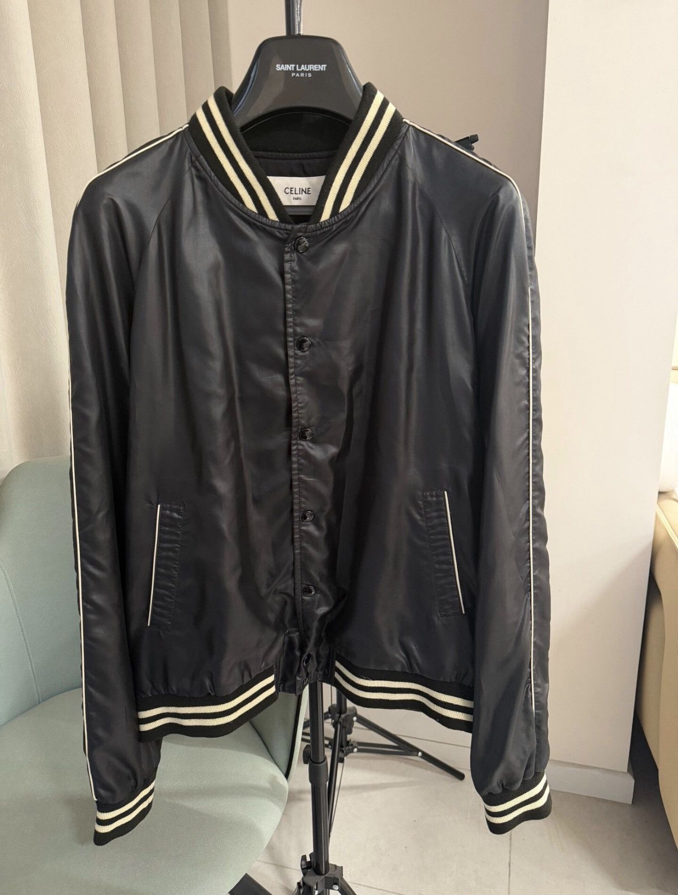 Celine Celine 20SS Black Teddy Varsity Jacket Sz.XL Size US XL / EU 56 / 4 - 1 Thumbnail