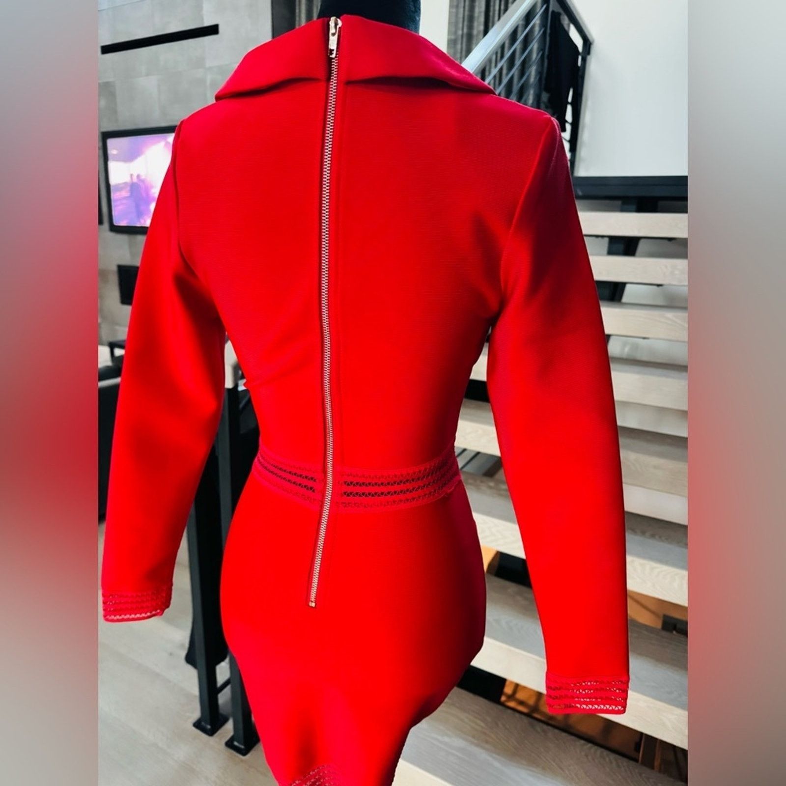 Other New Y2K Elegant Red Women's Blazer Bodycon Mesh Dress Size S / US 4 / IT 40 - 5 Thumbnail