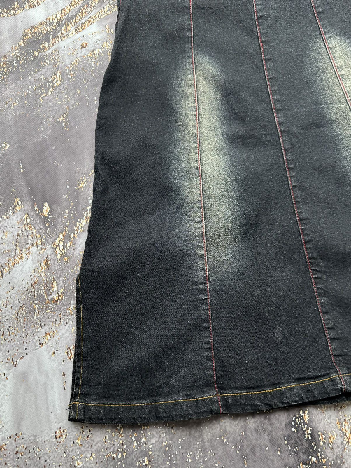 Vintage Vintage Worn Denim Midi Skirt Size 26" / US 2 / IT 38 - 8 Thumbnail