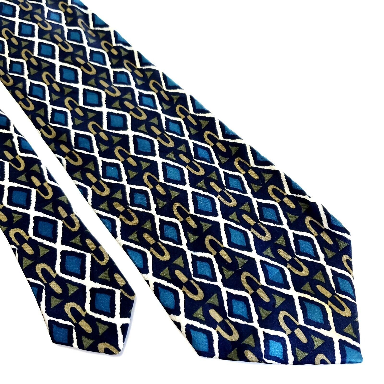 Designer Martin Wong Green Teal Abstract Print Geometric Short Wide S Size ONE SIZE - 1 Thumbnail