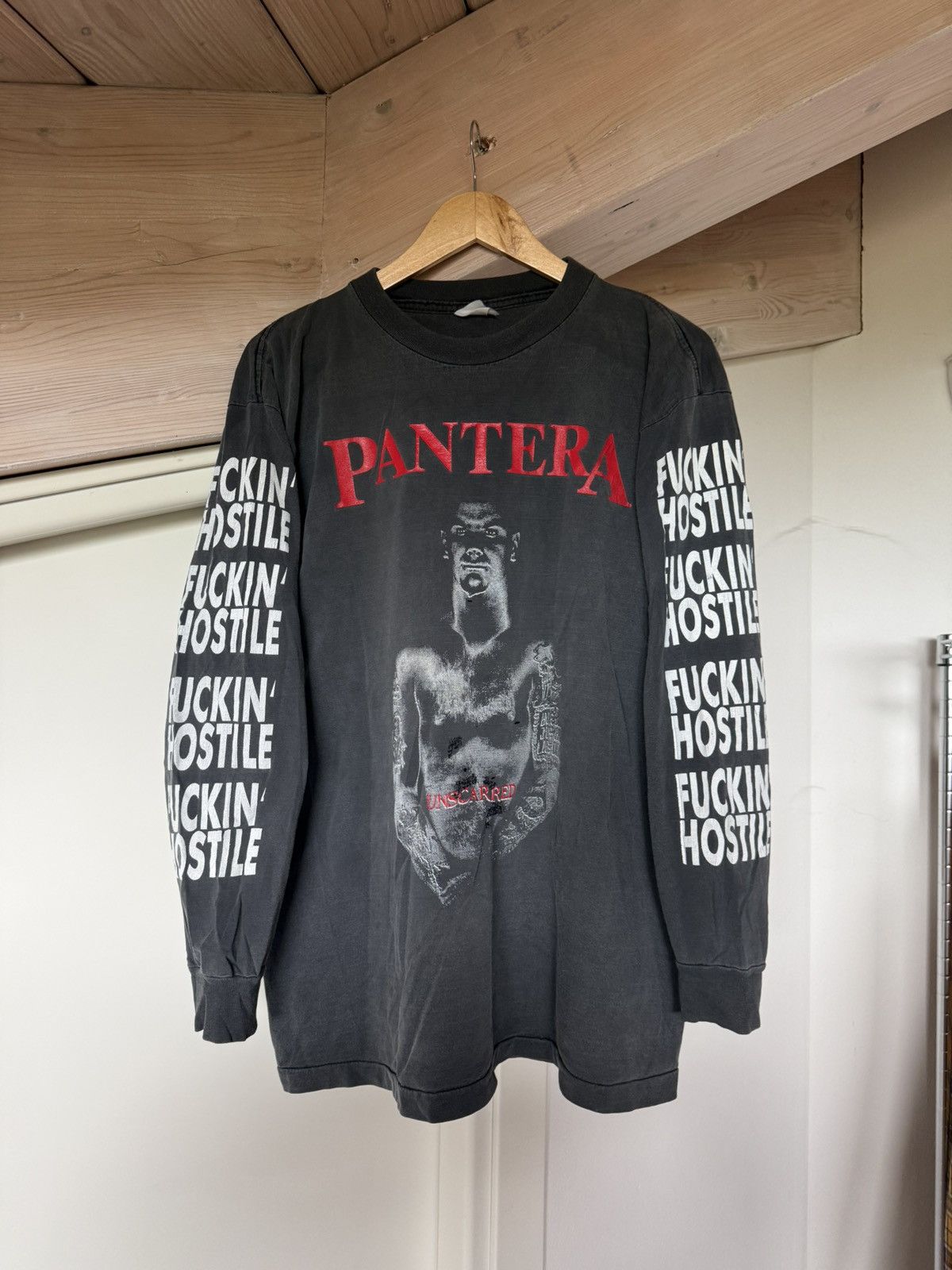 Band Tees Pantera "Fucking Hostile" Longsleeve XL Trashed Faded Repair Size US XL / EU 56 / 4 - 1 Thumbnail