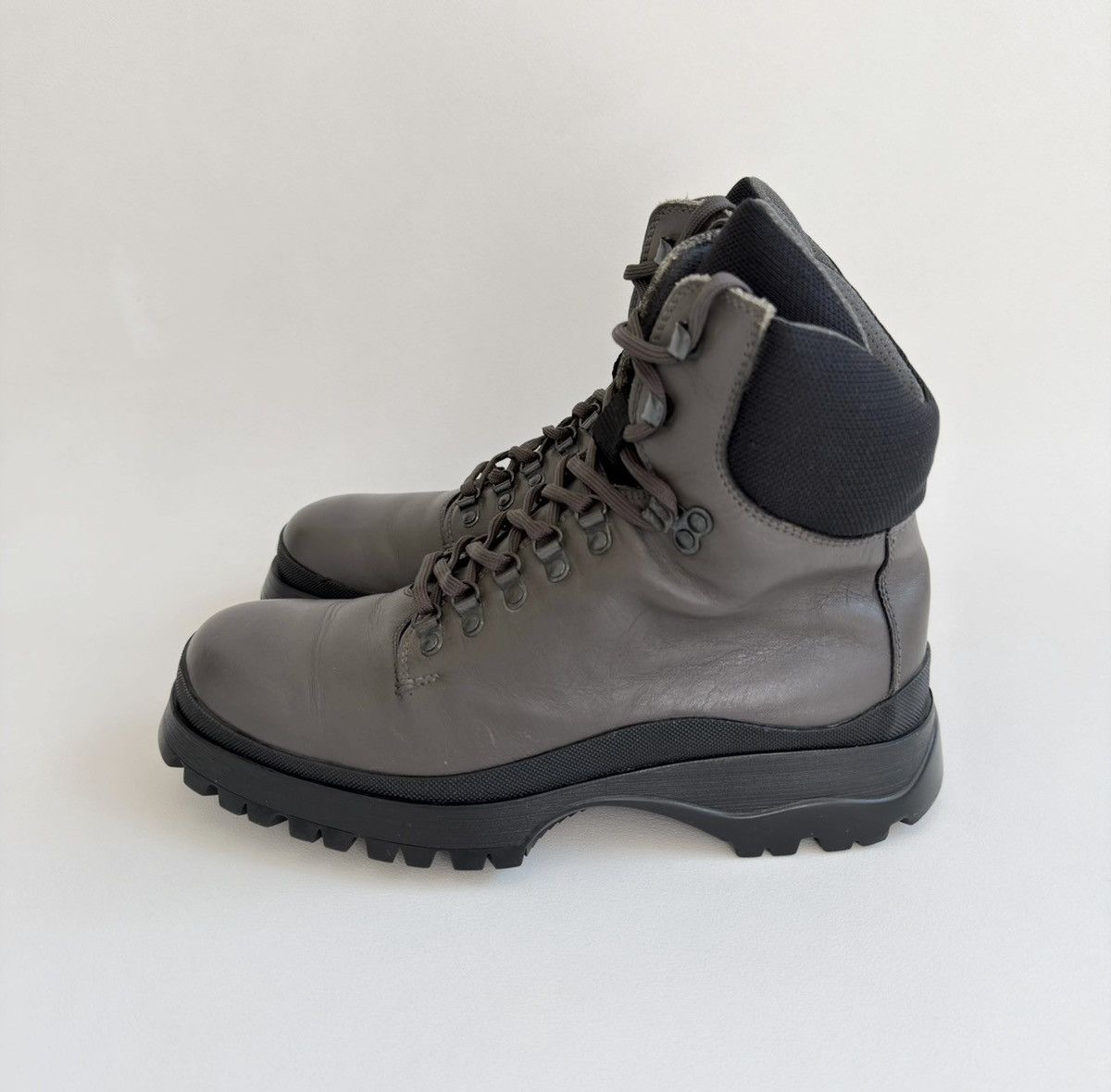 Prada Mid 2000s Gray Leather Combat Boots Size US 9 / EU 42 - 1 Thumbnail