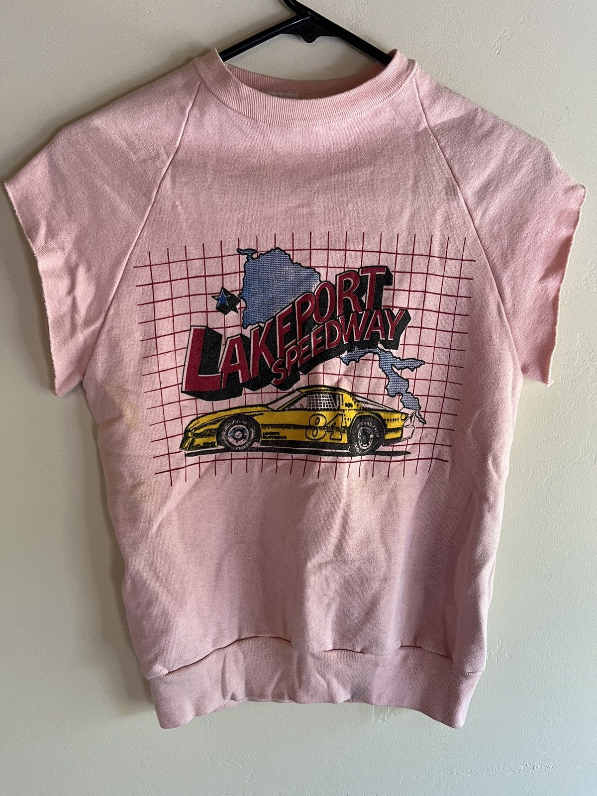 Vintage Vintage Pink Cutoff Crewneck Sweatshirt Lakeport Speedway Size S / US 4 / IT 40 - 1 Thumbnail