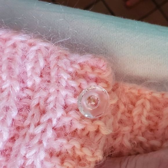 Vintage Vintage Handmade Cable Knit Light Pink Button-down Sz. L Swe Size L / US 10 / IT 46 - 6 Thumbnail