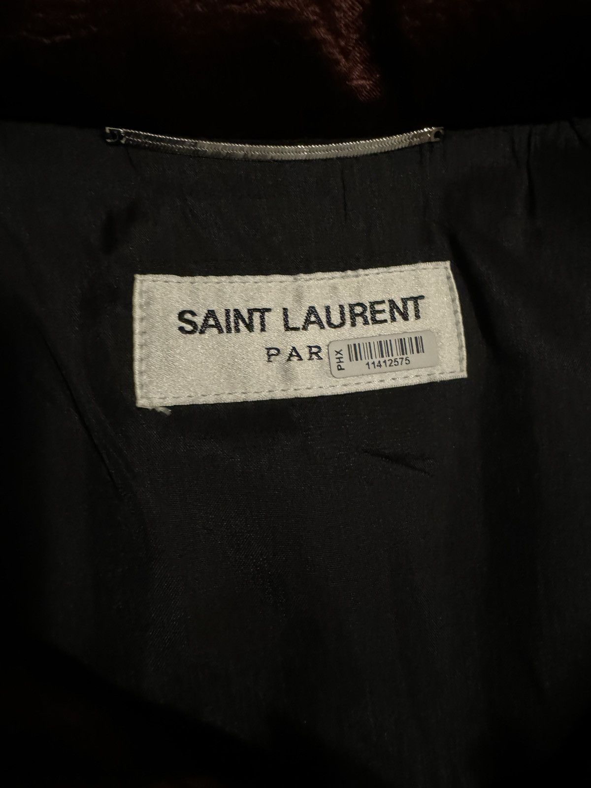 Saint Laurent Paris Saint Laurent Tonal Satin Jacket in Burgundy/Maroon/Bordeaux Size US L / EU 52-54 / 3 - 18 Thumbnail