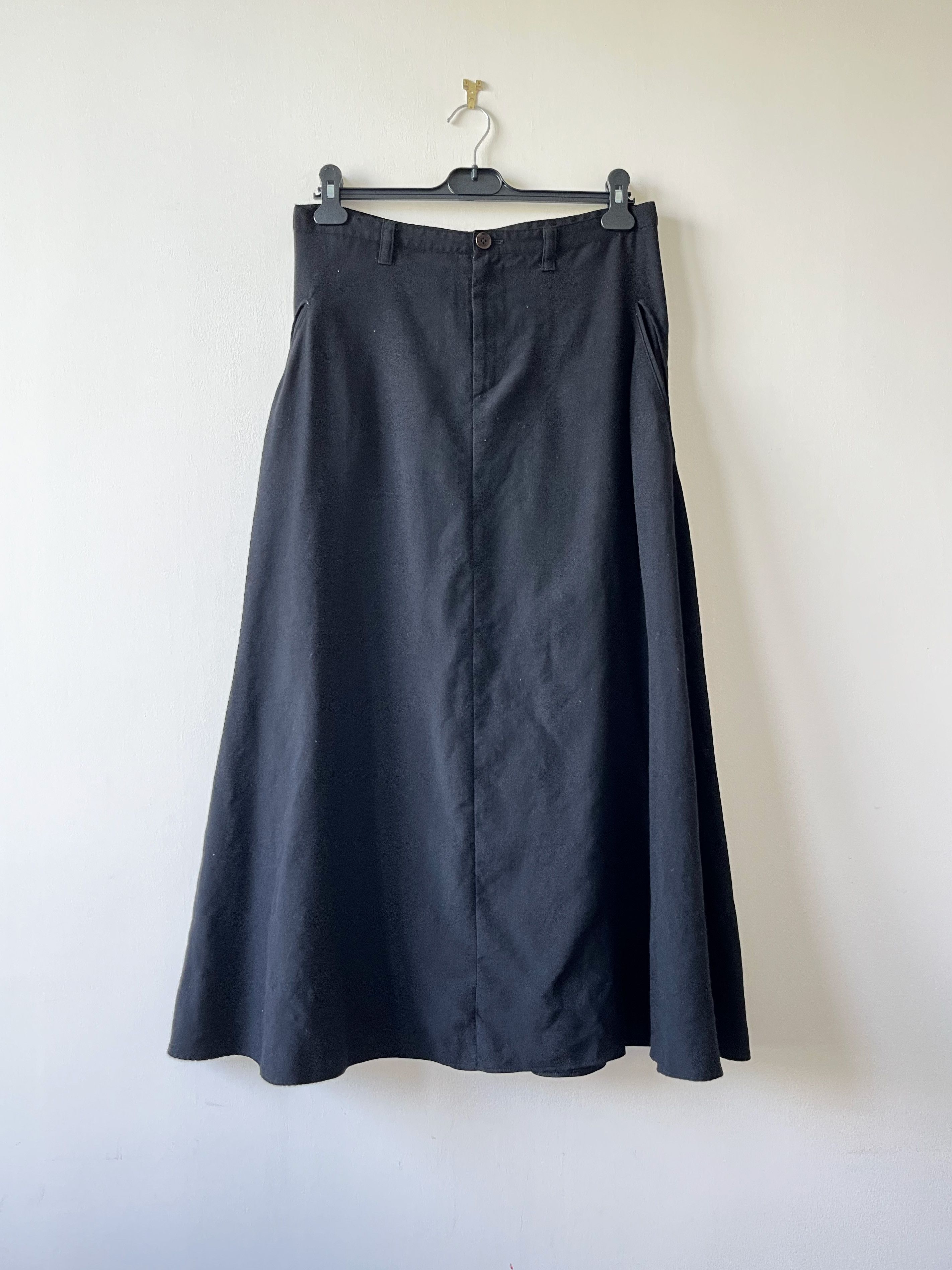 image of Yohji Yamamoto Y's Spring 2002 Black Bias Cut Wool Skirt, Women's (Size 30)