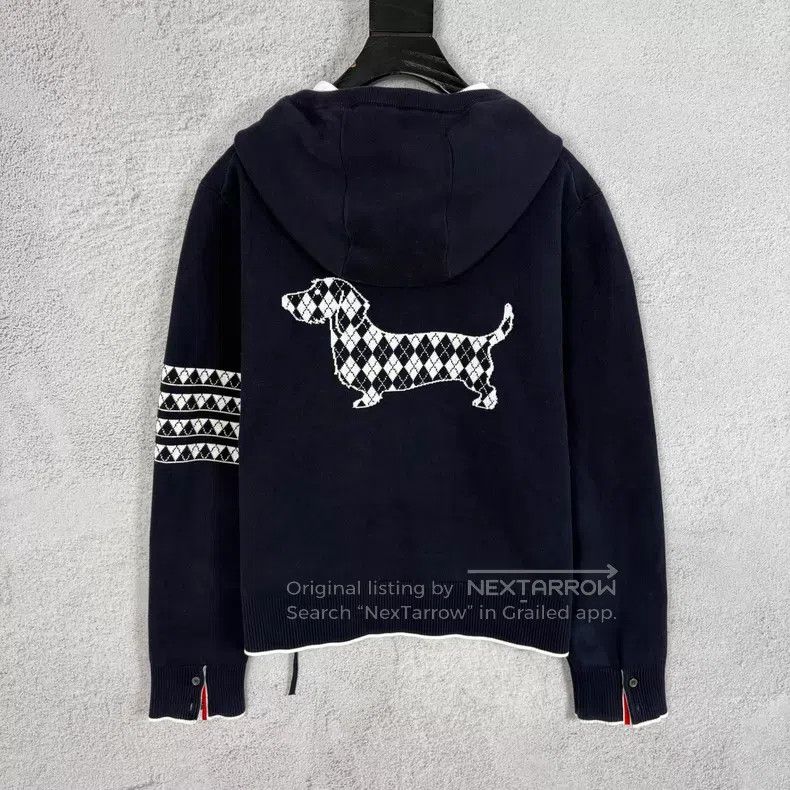 Thom Browne Thom Browne Striped Jacquard Dachshund Hooded Knit Jacket Size US XL / EU 56 / 4 - 2 Thumbnail