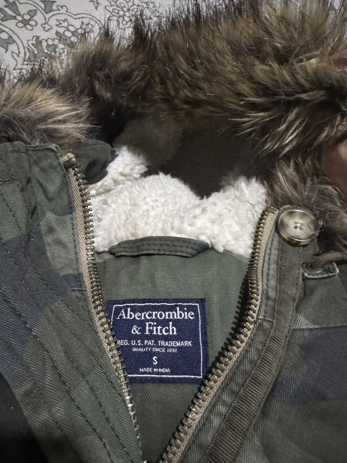 14th Addiction Vtg Faux Fur Parka Hoodie Sherpa Lined Twill Abercrombie Size US S / EU 44-46 / 1 - 7 Thumbnail