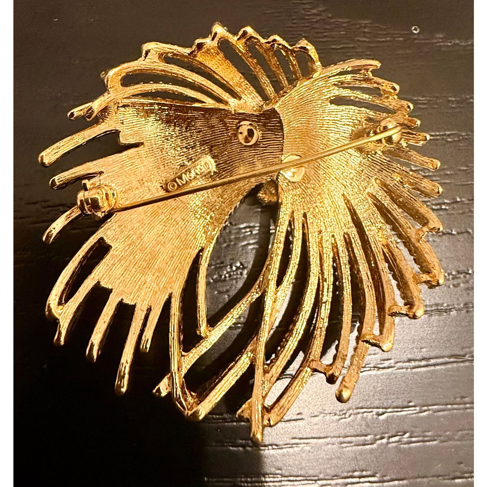 Monet Vintage Signed Monet Gold Tone Textured Swirl Brooch Size ONE SIZE - 2 Thumbnail