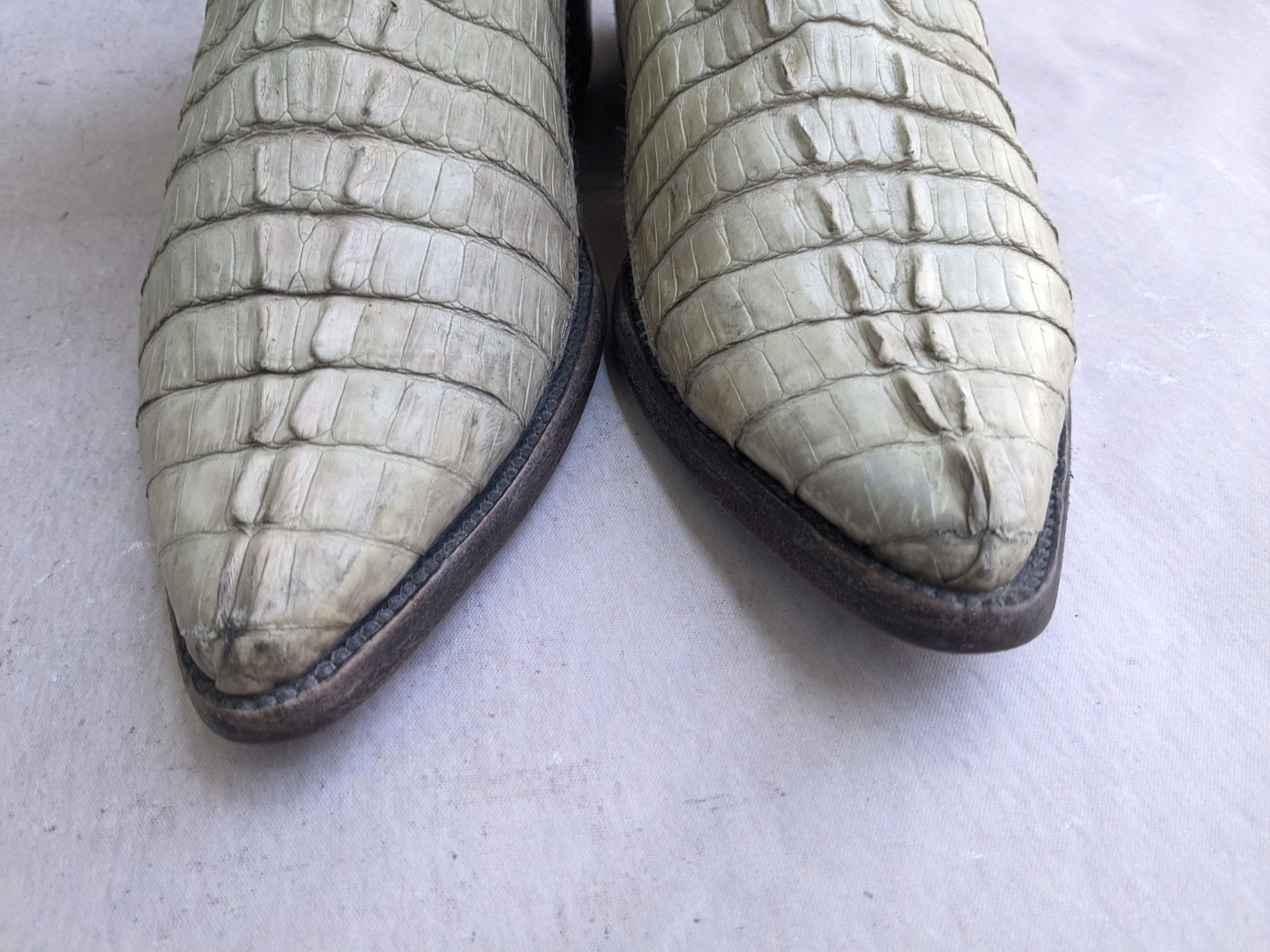 Genuine Leather Vintage Cowboy Boots Crocodile White 8.5 Leather Size US 8.5 / EU 41-42 - 2 Thumbnail