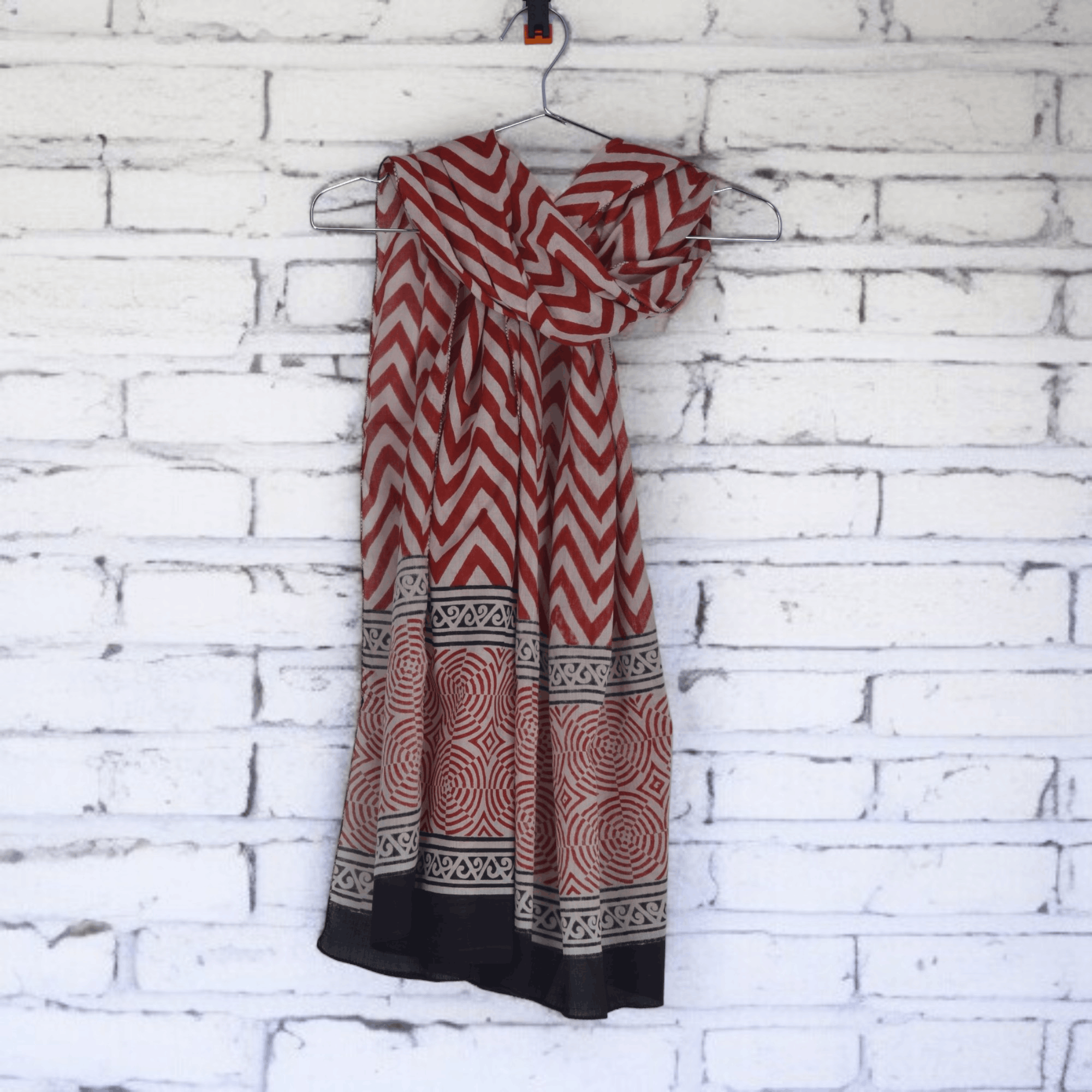 Other Hand Block Print Cotton Scarf for Women, Shawl Wraps Size ONE SIZE - 2 Thumbnail
