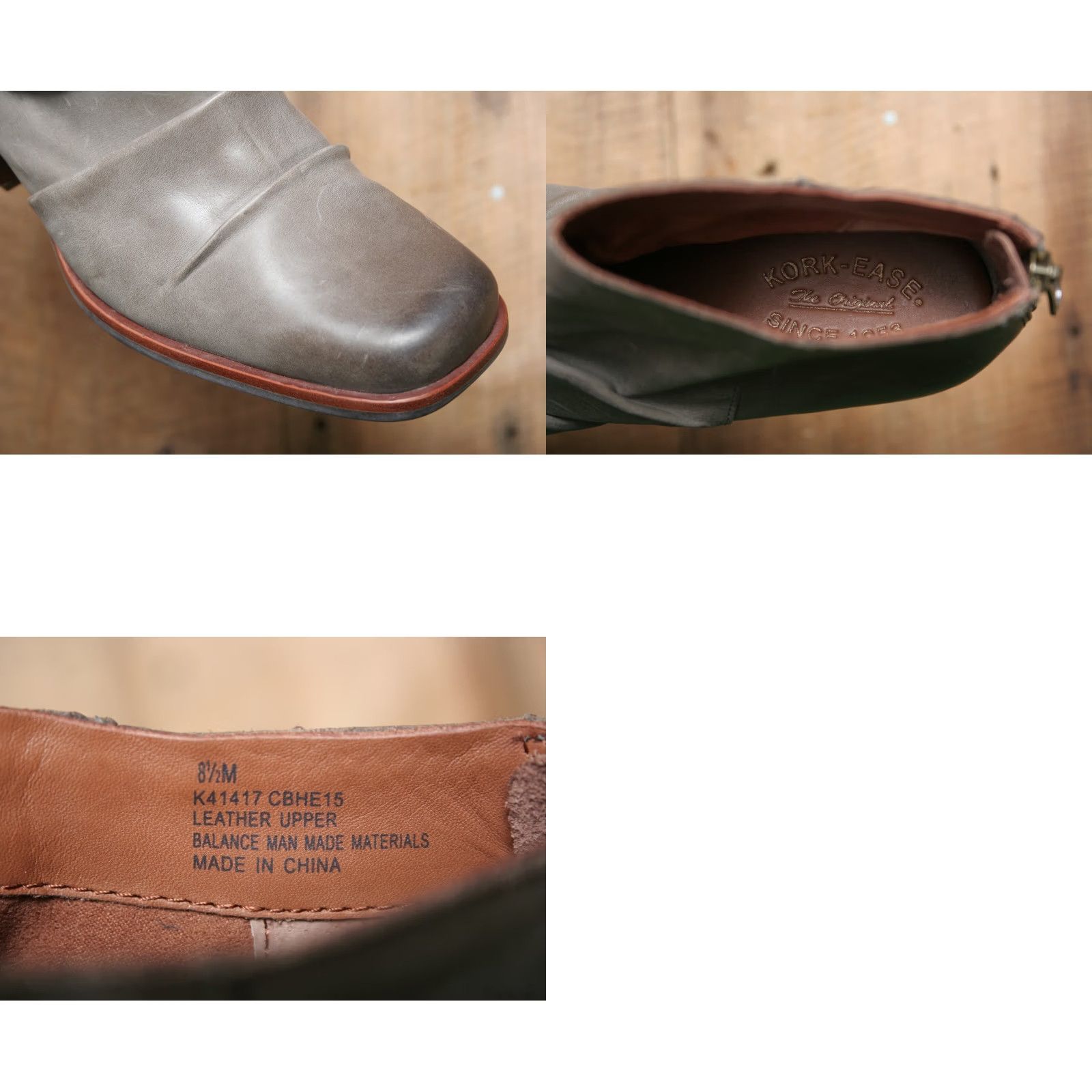 Vintage VINTAGE Kork-Ease Bootie Taupe Ruched Leather Ankle Boots Sz. 8.5 M Womens Leather Taupe Ruched Block Heel Zip Kork-Ease Kissel K41417 Size US 9 / IT 39 - 8 Thumbnail
