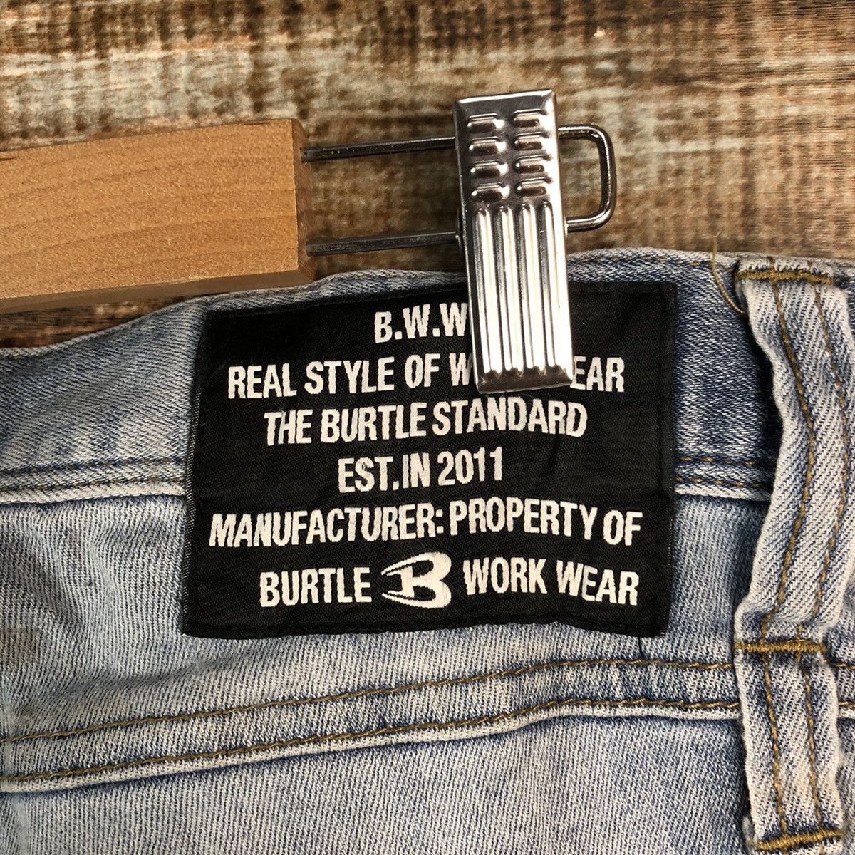 Japanese Brand Burtle Blue faded Multipocket ripped Denim Pants #A2146 Size US 33 - 23 Thumbnail