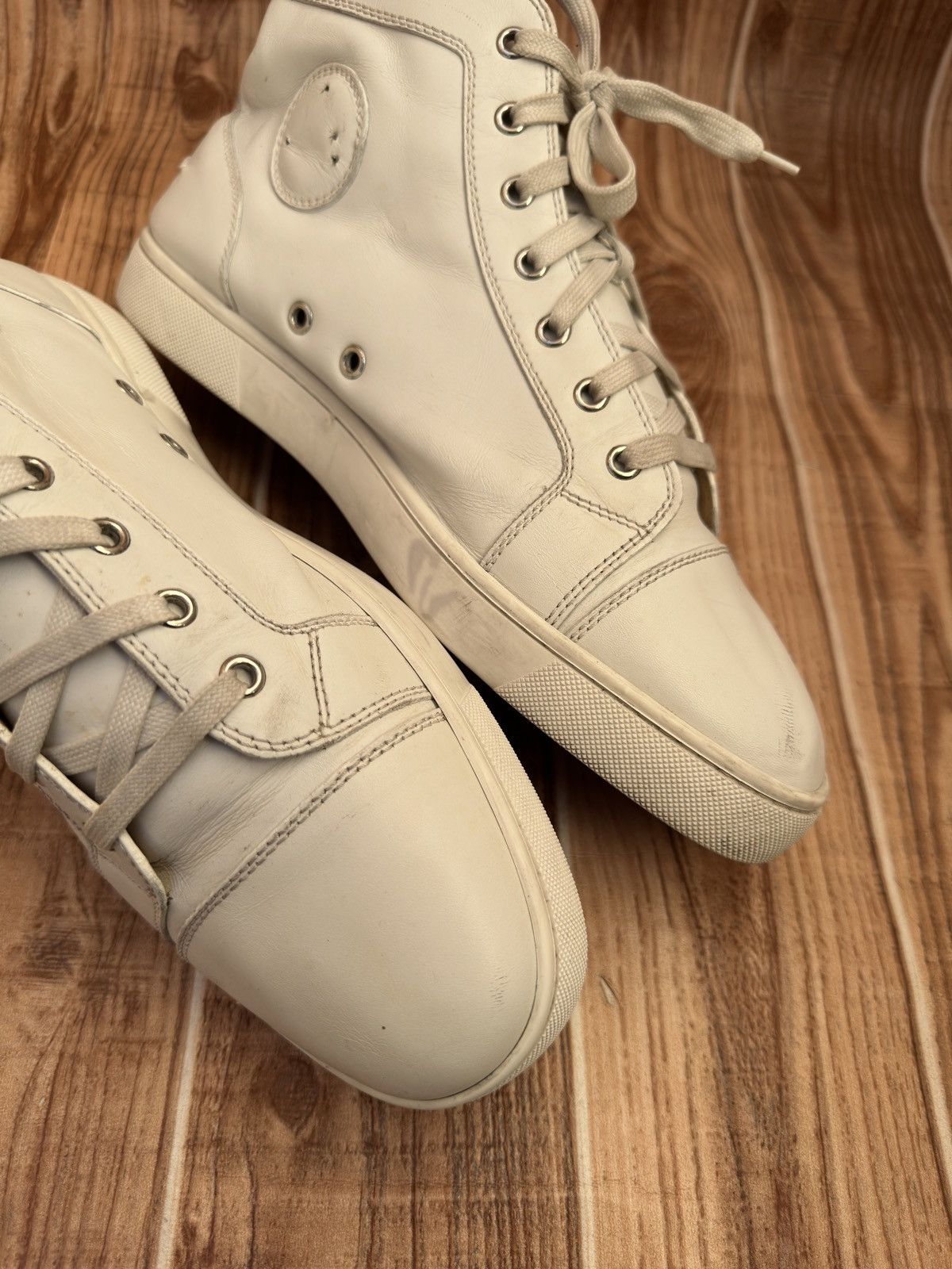 Christian Louboutin Christian Louboutin White High Leather Sneakers Size US 10.5 / EU 43-44 - 5 Thumbnail