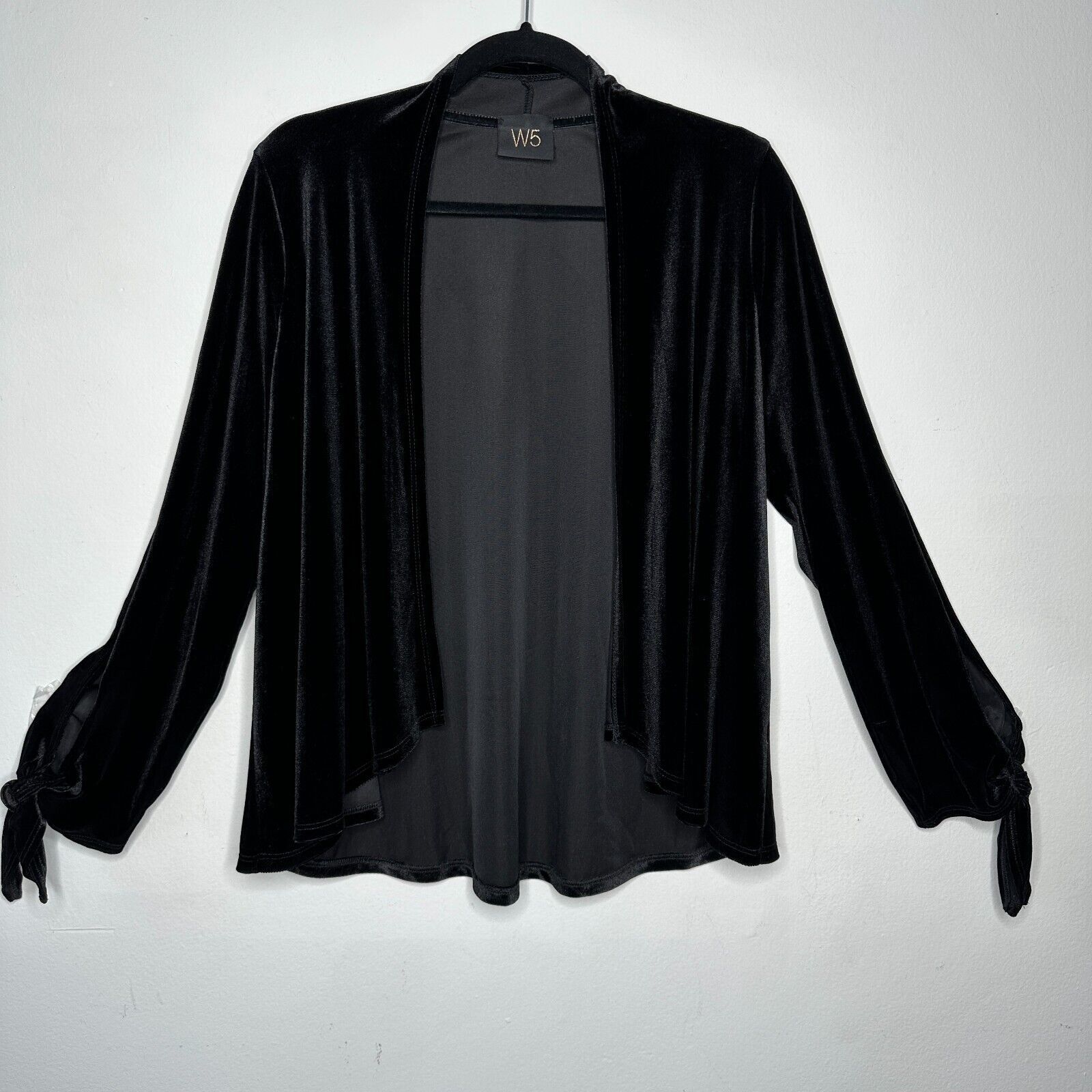 Other Jet Black Velvet Waterfall Open Cardigan Long Sleeve Ties M Size M / US 6-8 / IT 42-44 - 3 Thumbnail