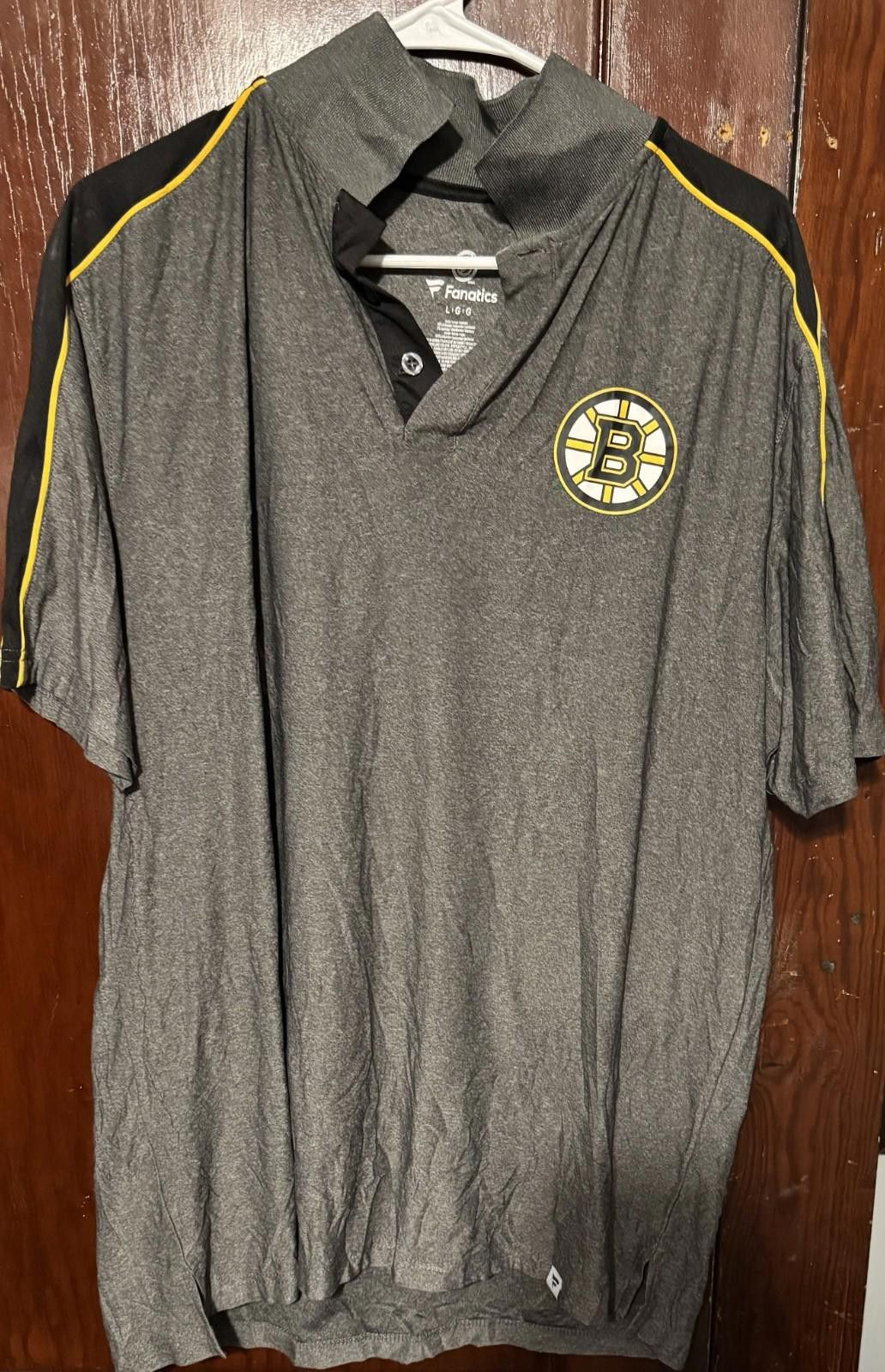 Other Boston Bruins Fanatics Polo Shirt Gray Men's Sz L Size ONE SIZE - 1 Thumbnail