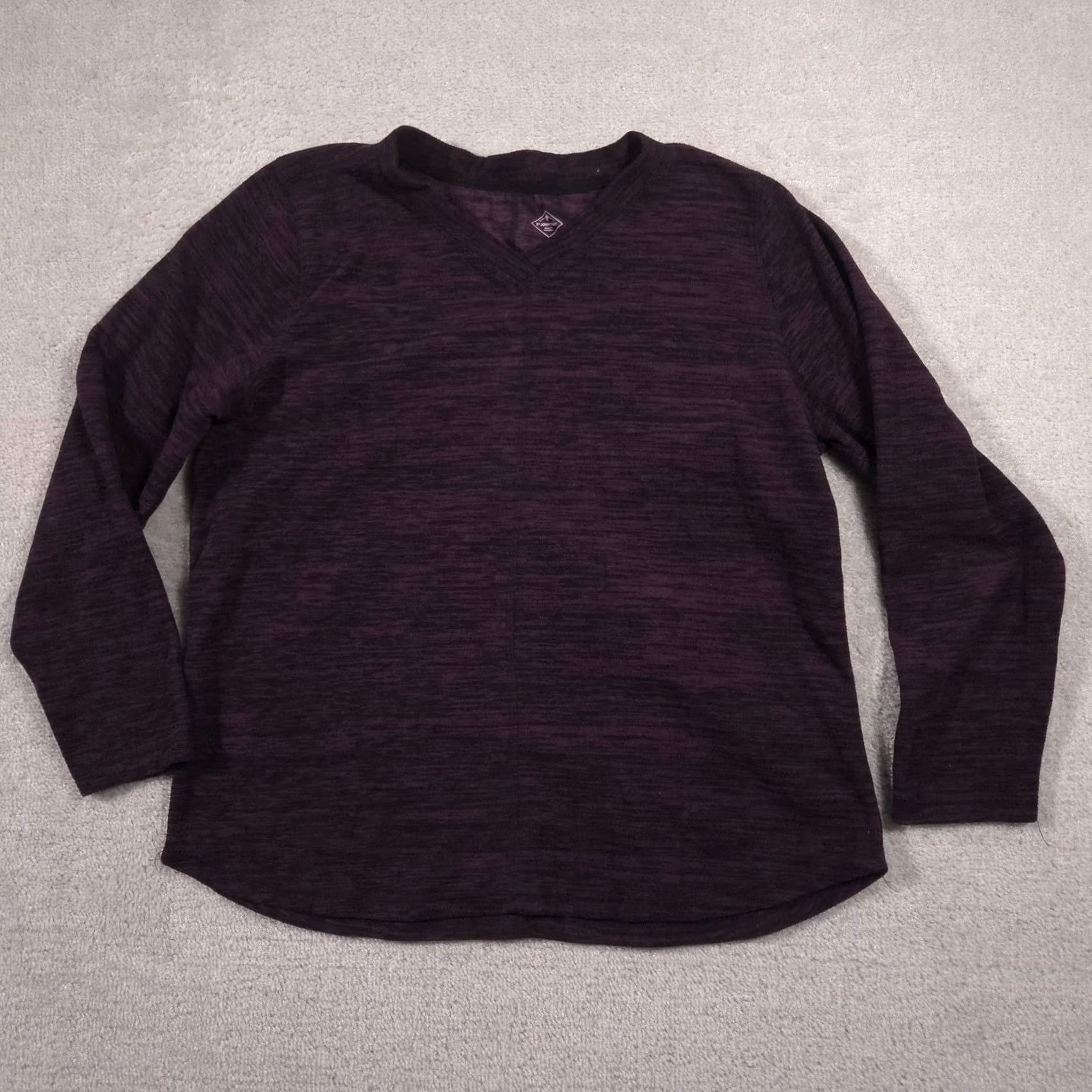 Vintage St. John's Bay Sweater Womens XL Purple Fleece V-Neck Pullover Solid Soft Size XL / US 12-14 / IT 48-50 - 2 Thumbnail
