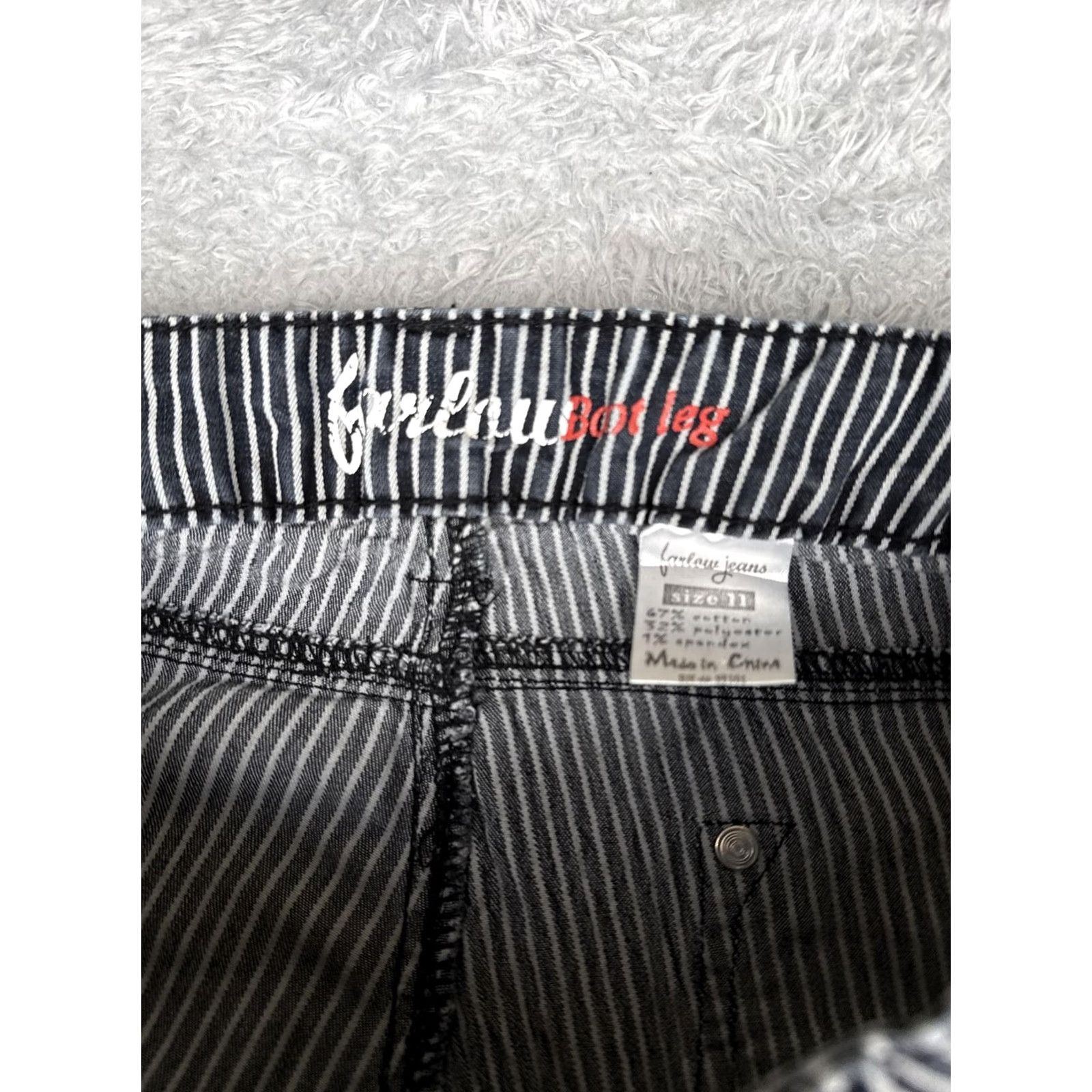 Furla Furlau Jeans Bootcut Jeans Juniors 11 Black Striped Low Rise Stretch 30x31 Size 32" / US 10 / IT 46 - 6 Thumbnail