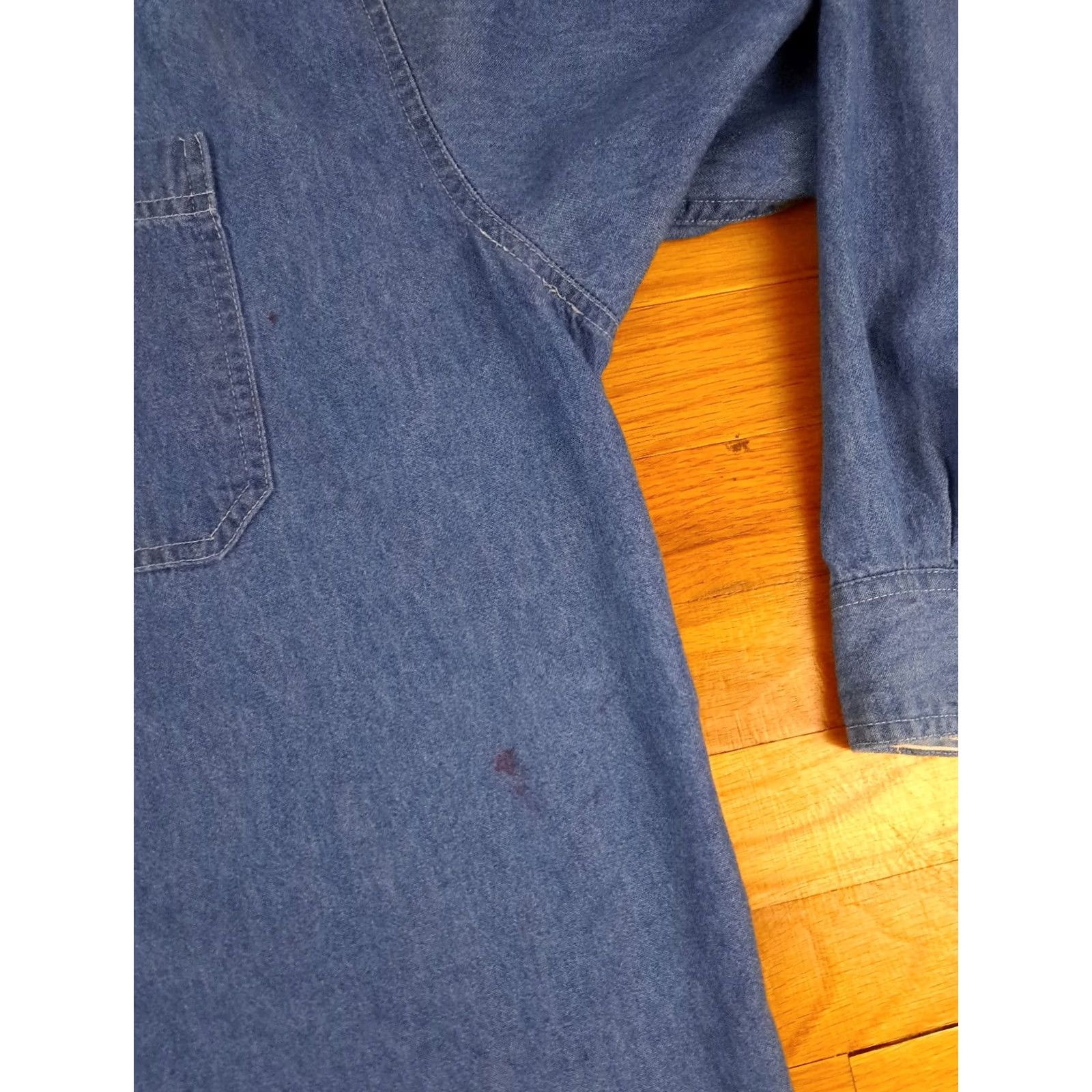 Vintage Festival of Trees Blue Jean Full Button Embroidered Shirt XL Unisex Adults Denim Button-Up Long Sleeve Blue Luna Pier Size US XL / EU 56 / 4 - 4 Thumbnail