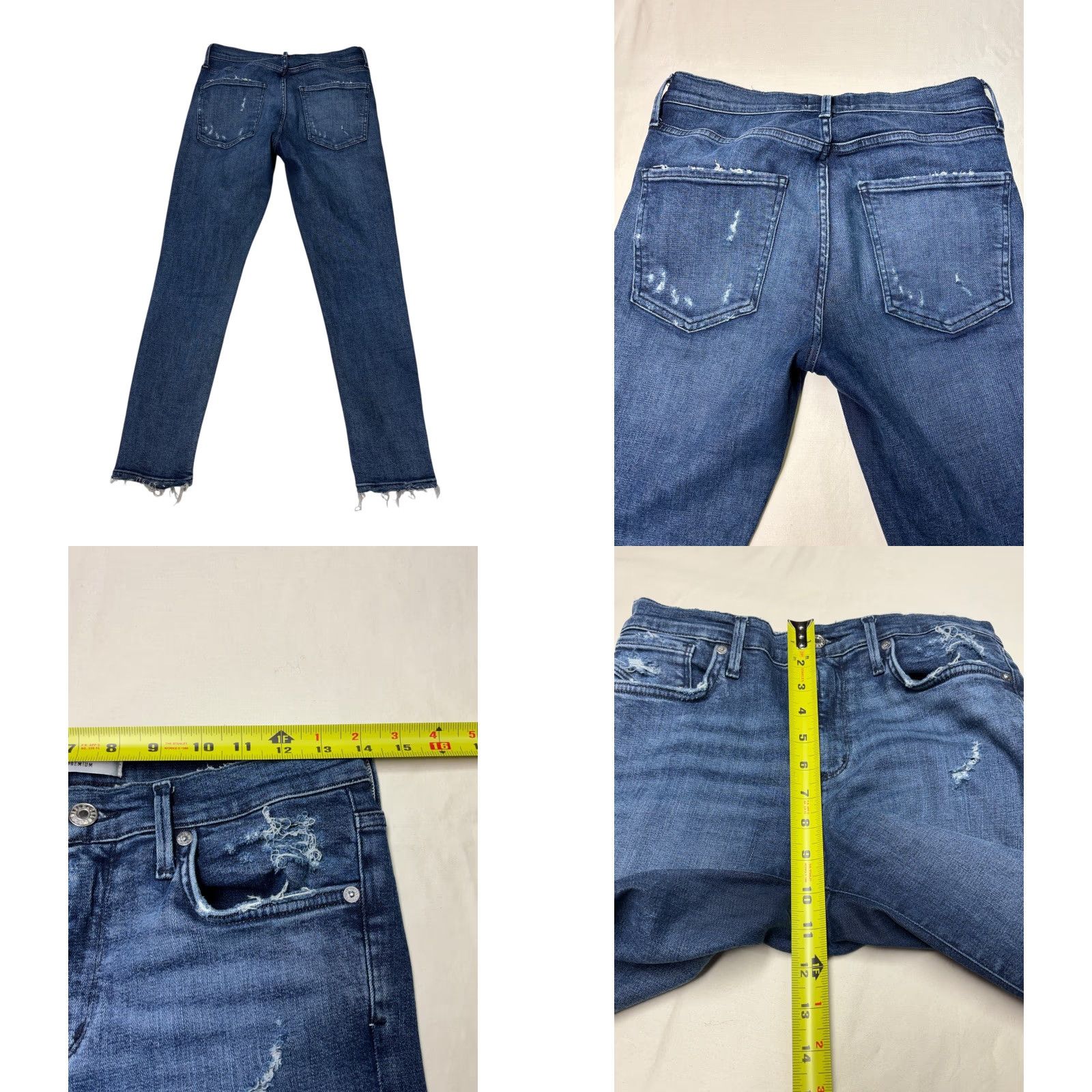 Agolde AGOLDE Jeans 27x26 Premium Skinny Distressed Frayed Hem Dark Wash Denim Size 27" / US 4 / IT 40 - 8 Thumbnail