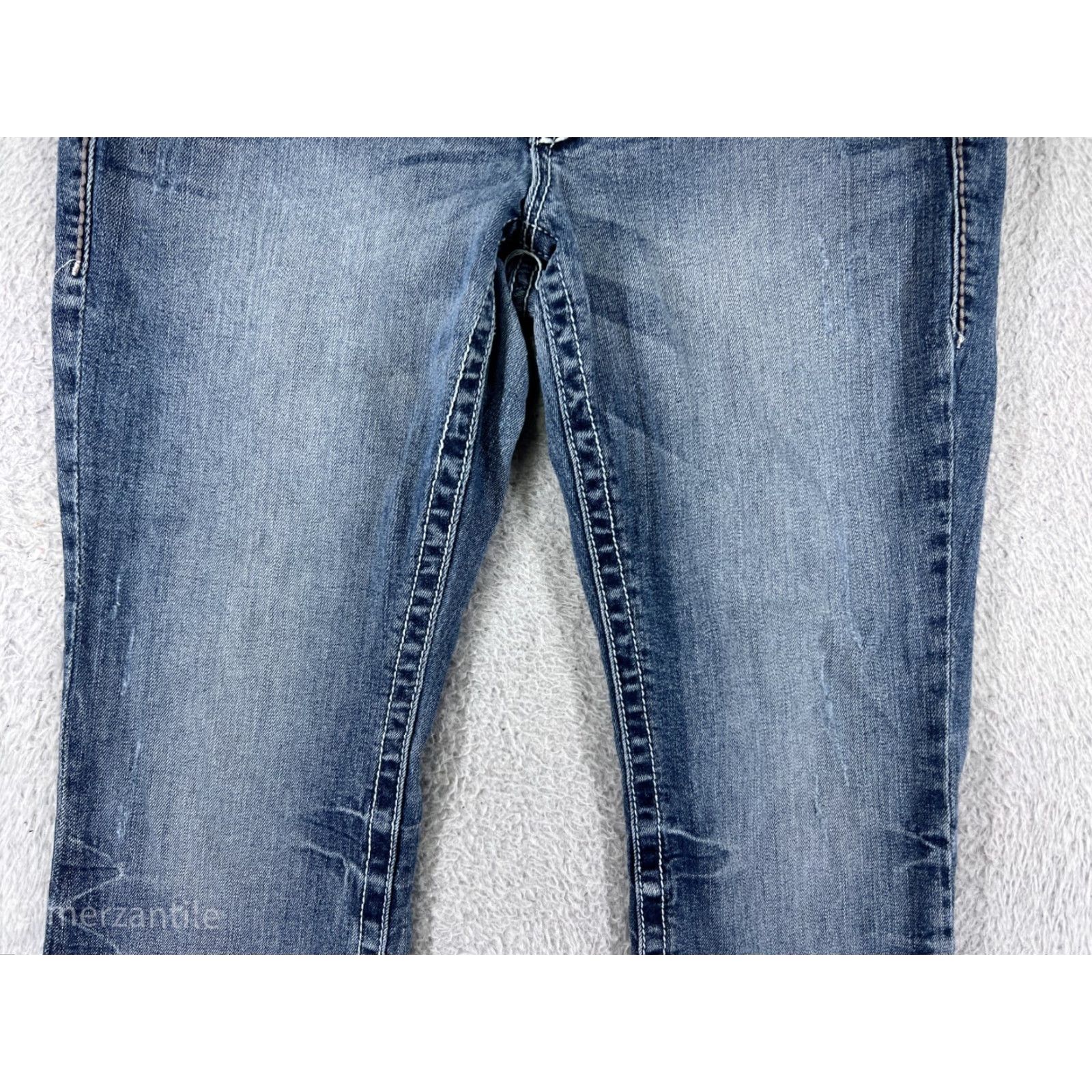 Vintage Maurices Jeans Womens 11 Blue Denim Embellished Cotton Blend Stretch Low Size 32" / US 10 / IT 46 - 6 Thumbnail
