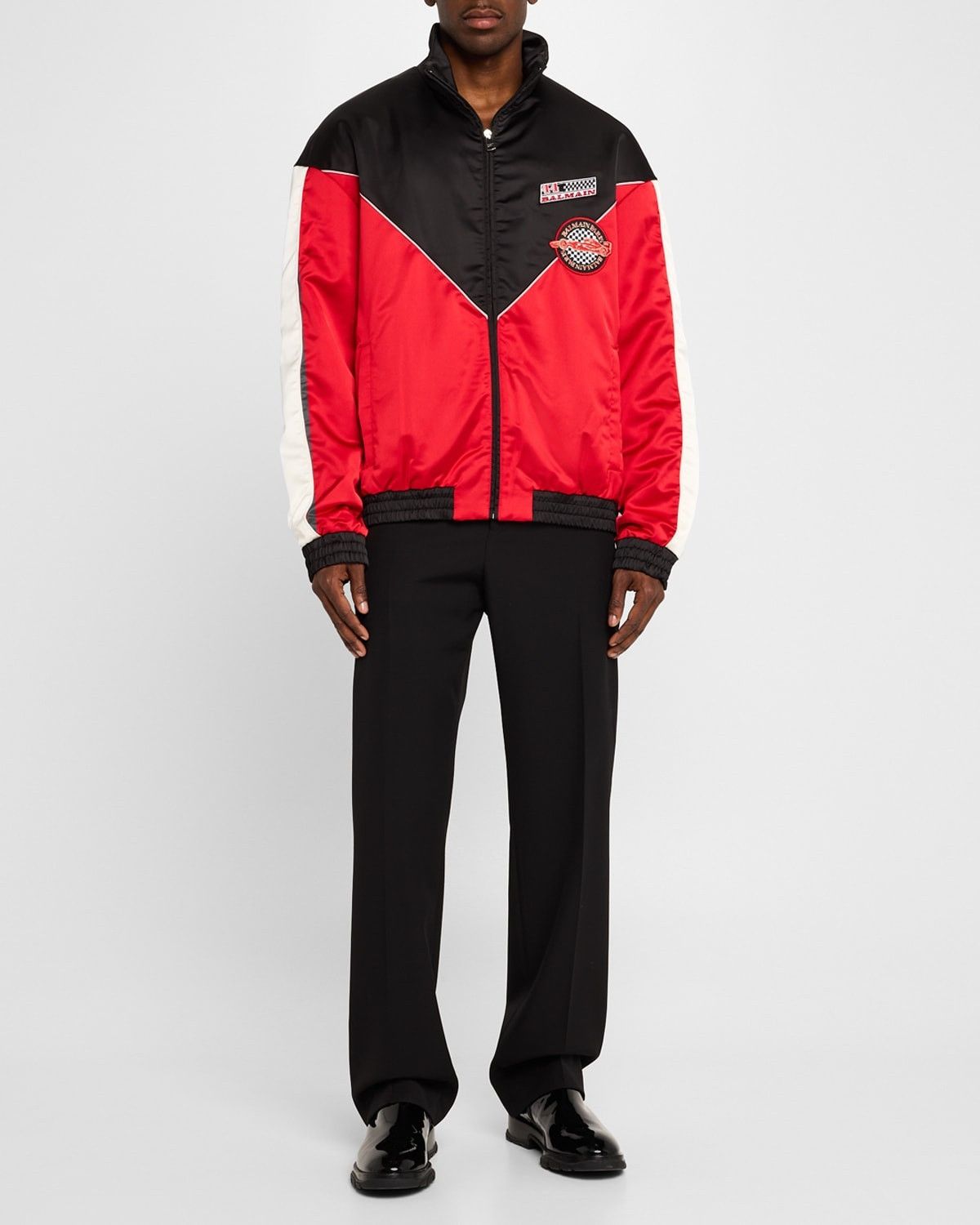 Balmain o1s1wg110925 Colorblock Sportswear Jacket in Red/Black Size US L / EU 52-54 / 3 - 2 Thumbnail