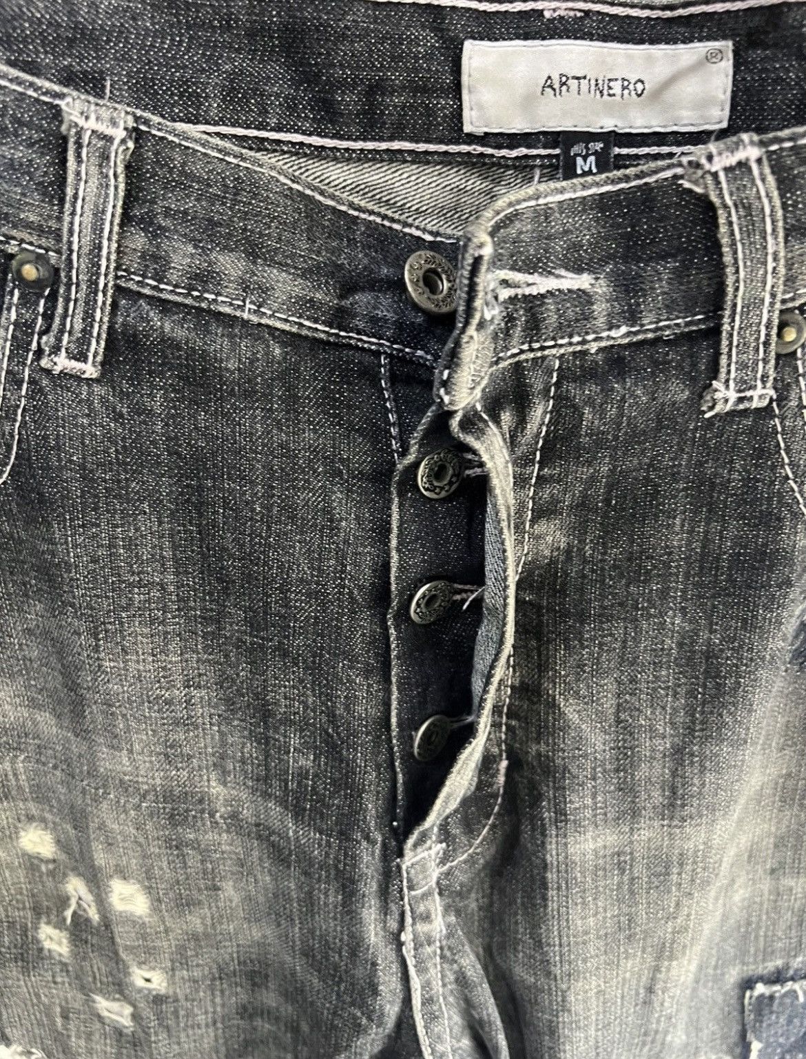 If Six Was Nine 🔥Rare Artinero Patchwork Kapital Inspired Distressed Denim Size US 34 / EU 50 - 12 Thumbnail