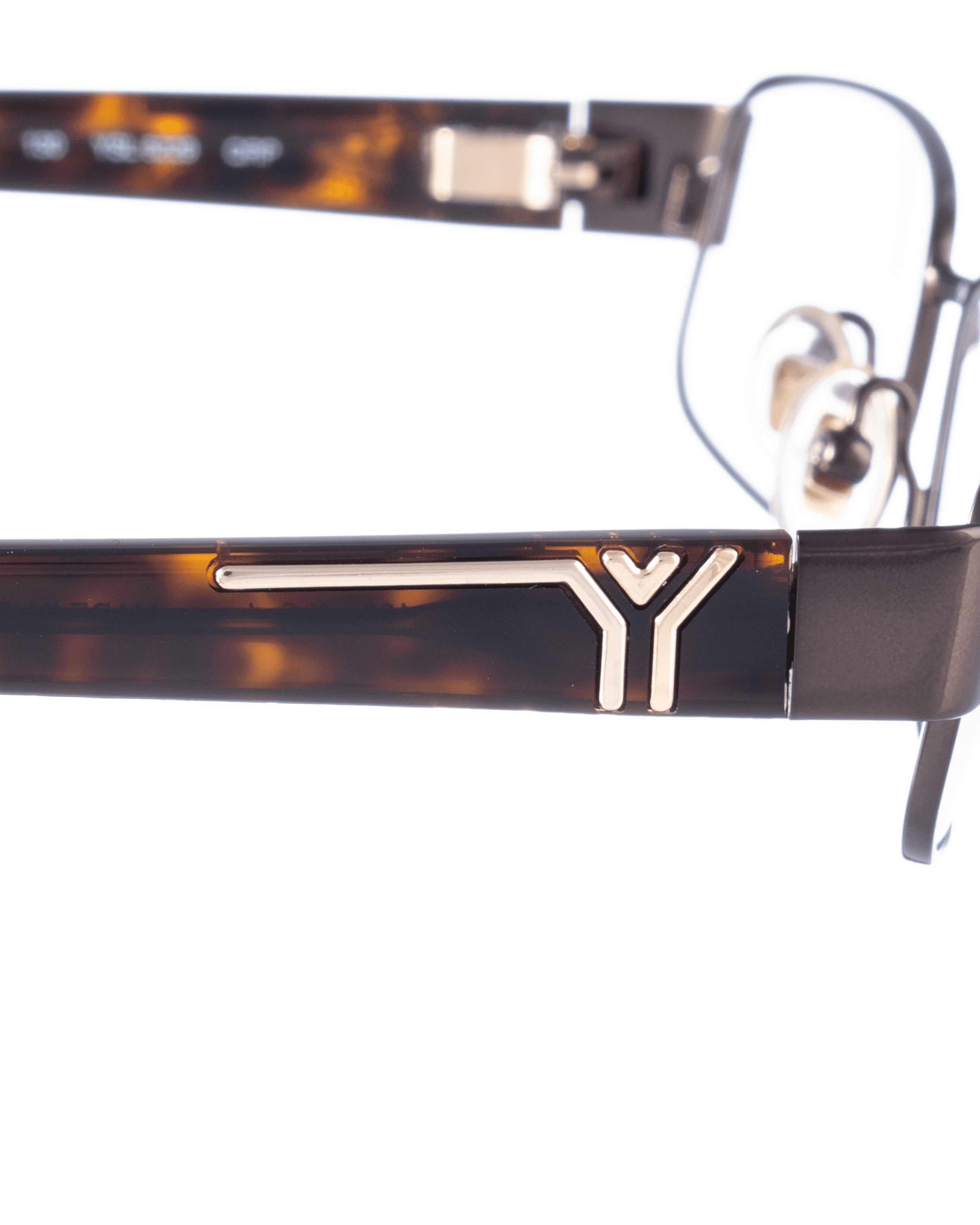 Yves Saint Laurent Yves Saint Laurent 00s Rectangular Brown Glasses Gold Detail Size ONE SIZE - 3 Thumbnail