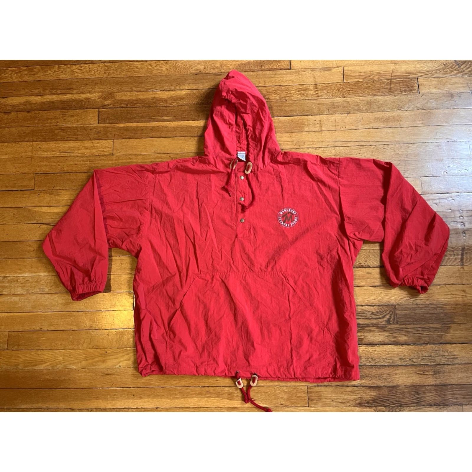 Marlboro VINTAGE Marlboro Country Store Windbreaker Jacket Men XL Red 90s Casual Outdoor Grunge Retro Logo Pockets Hooded Size US XL / EU 56 / 4 - 2 Thumbnail