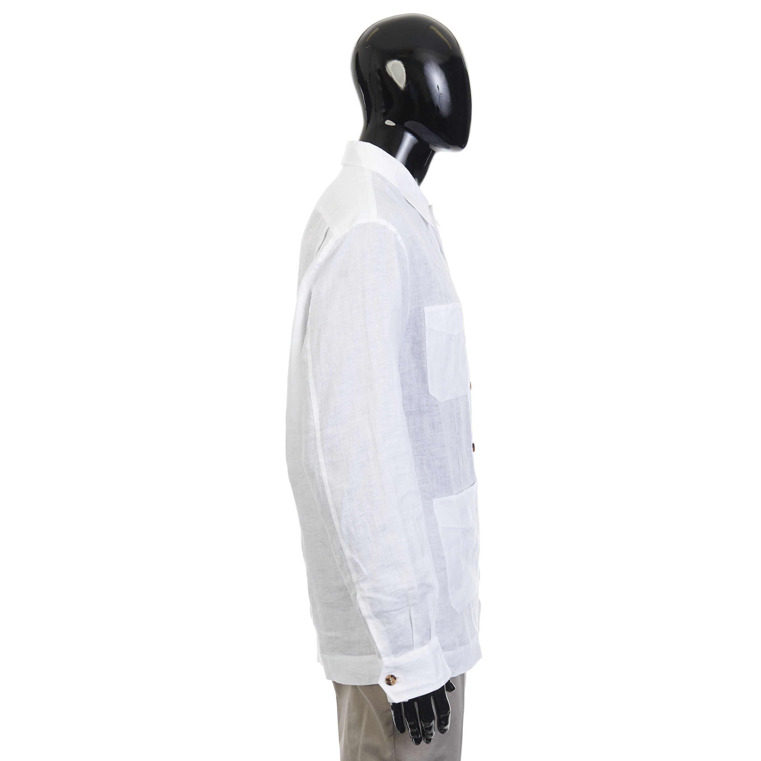 Brunello Cucinelli White Linen Shirt Jacket Size US L / EU 52-54 / 3 - 7 Thumbnail