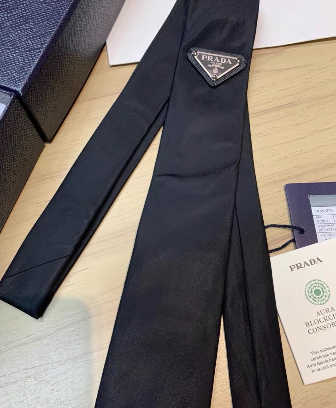 Prada Prada Black Linen Tie with Tag-2506 Size ONE SIZE - 4 Thumbnail