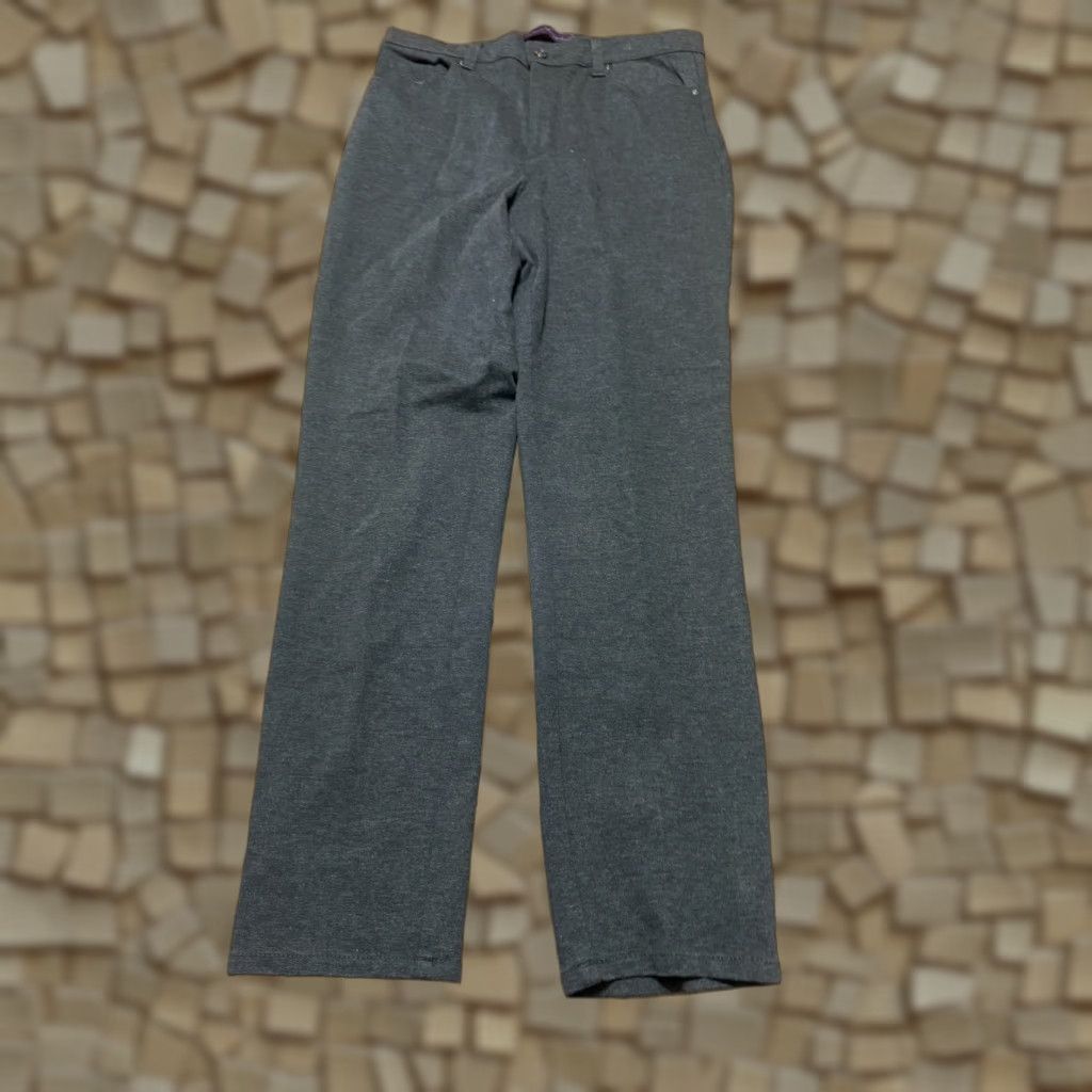 Gloria Vanderbilt Gloria Vanderbilt Pants Women's 12 Gray Amanda Flat Front 40" Length Chino Casual Regular Spring Summer Fall Inseam 27" Size 34" / US 12 / IT 48 - 1 Thumbnail