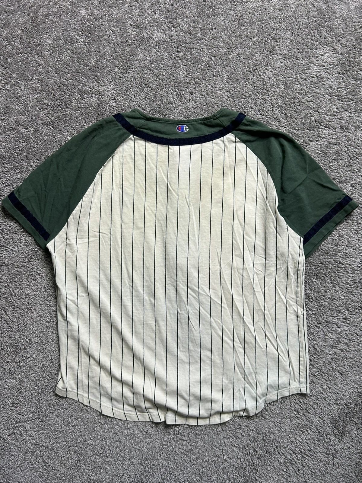 Champion × Vintage Vintage Y2K Champion Baseball Striped Tri Tone Shirt Jersey Size US L / EU 52-54 / 3 - 6 Thumbnail