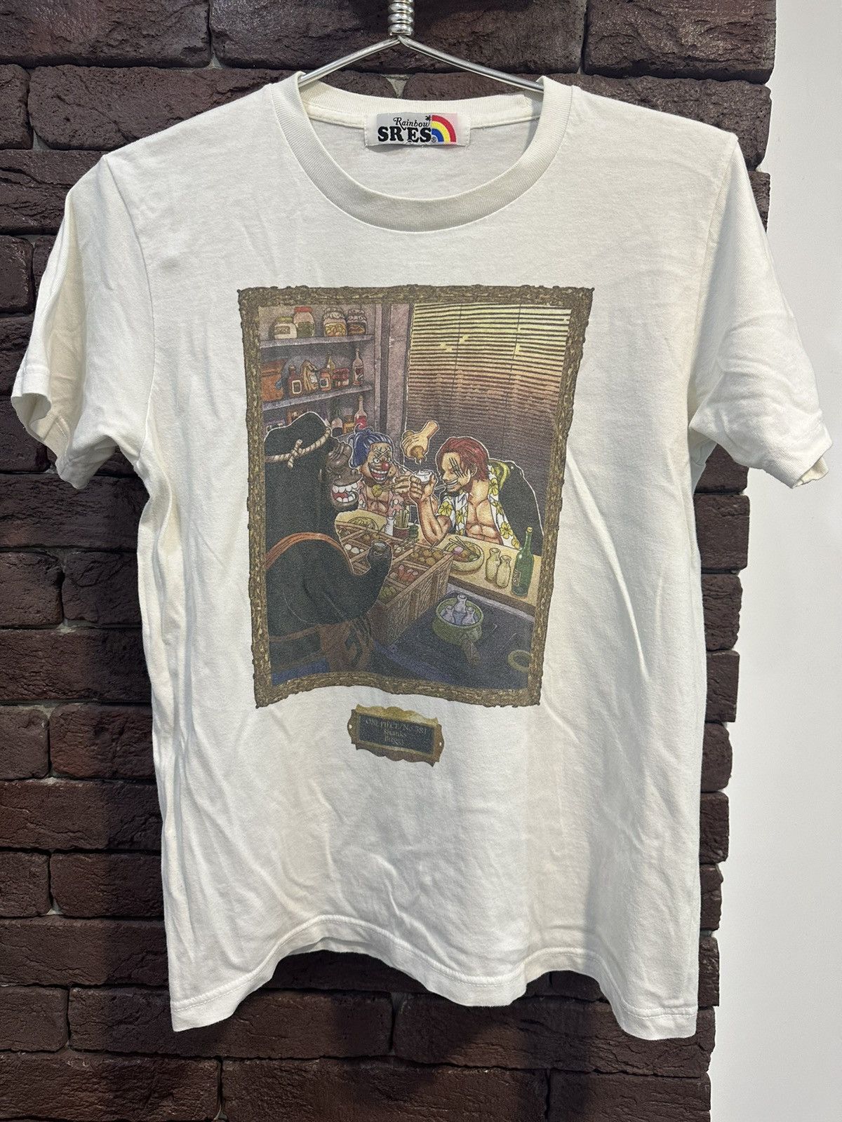 image of Anima x One Piece Vintage One Piece Shanks Buggy T Shirt Big Logo Y2K in White, Men's (Size Small)