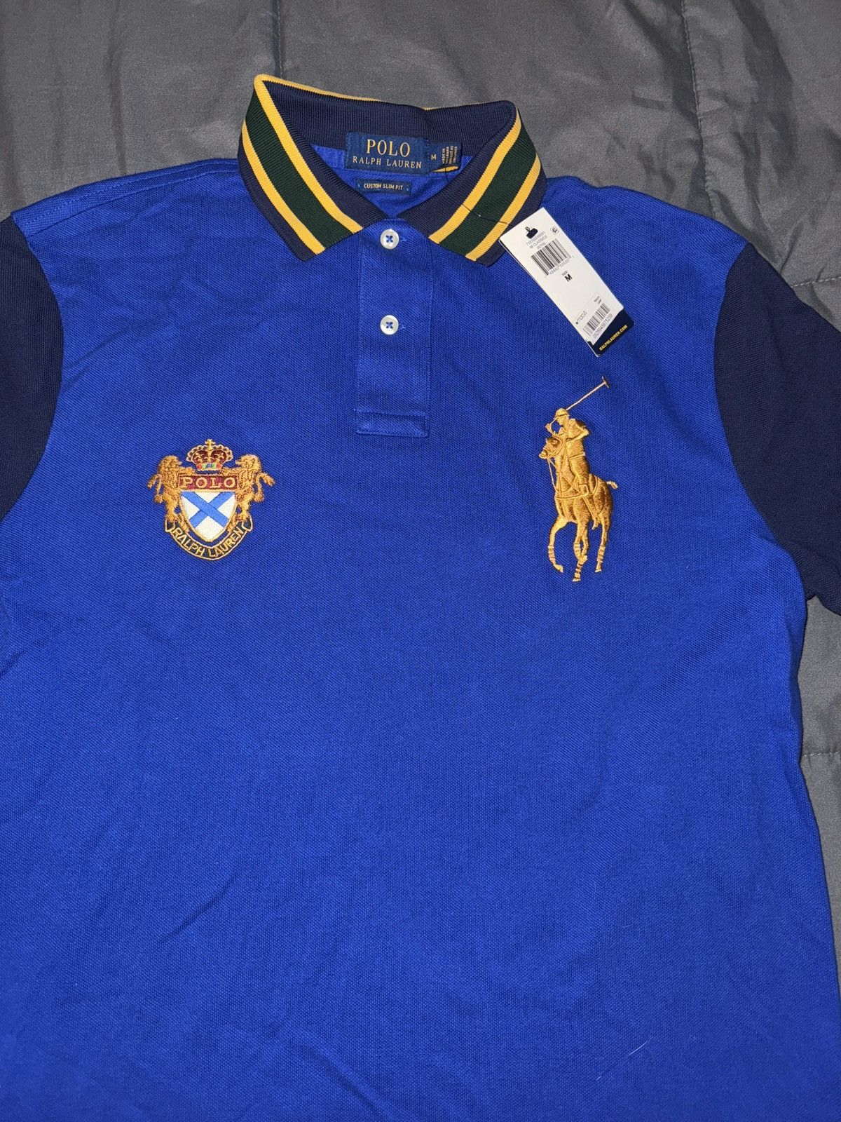 Polo Ralph Lauren Polo Ralph Lauren Big Pony Crest Polo – Blue/Yellow – Size M Size US M / EU 48-50 / 2 - 3 Thumbnail