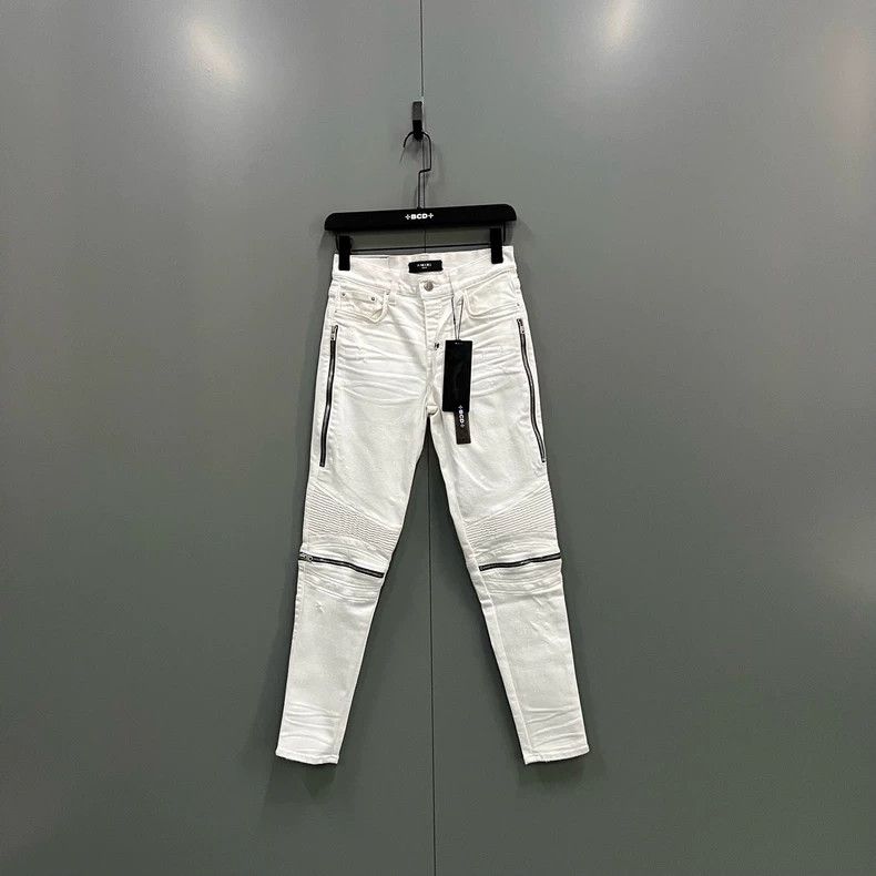 Amiri Amiri White Knee Zipper Denim Pants Size 25" / US 0 / IT 36 - 1 Thumbnail