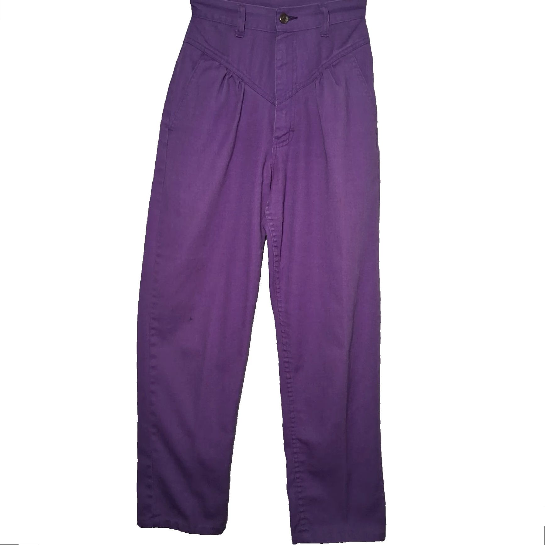 Vintage VINTAGE L'Abeille Sport by Beeline Pants 23x27 Purple Pleated Drop Waist Womens Stretch 1980s 1990s Retro Size 32" / US 10 / IT 46 - 3 Thumbnail