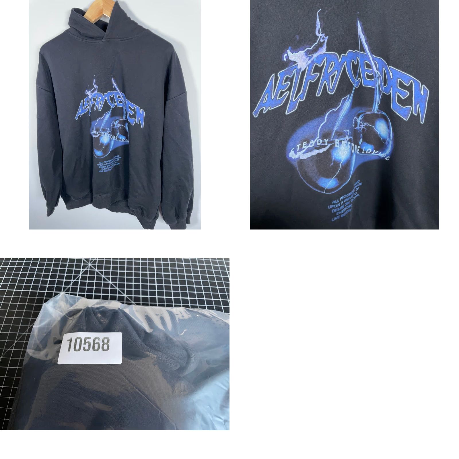 Vintage Aelfric Eden Hoodie Mens L Black Oversized Graphic Print Crew Neck Pullover Heavyweight Sweatshirt Size US L / EU 52-54 / 3 - 9 Thumbnail
