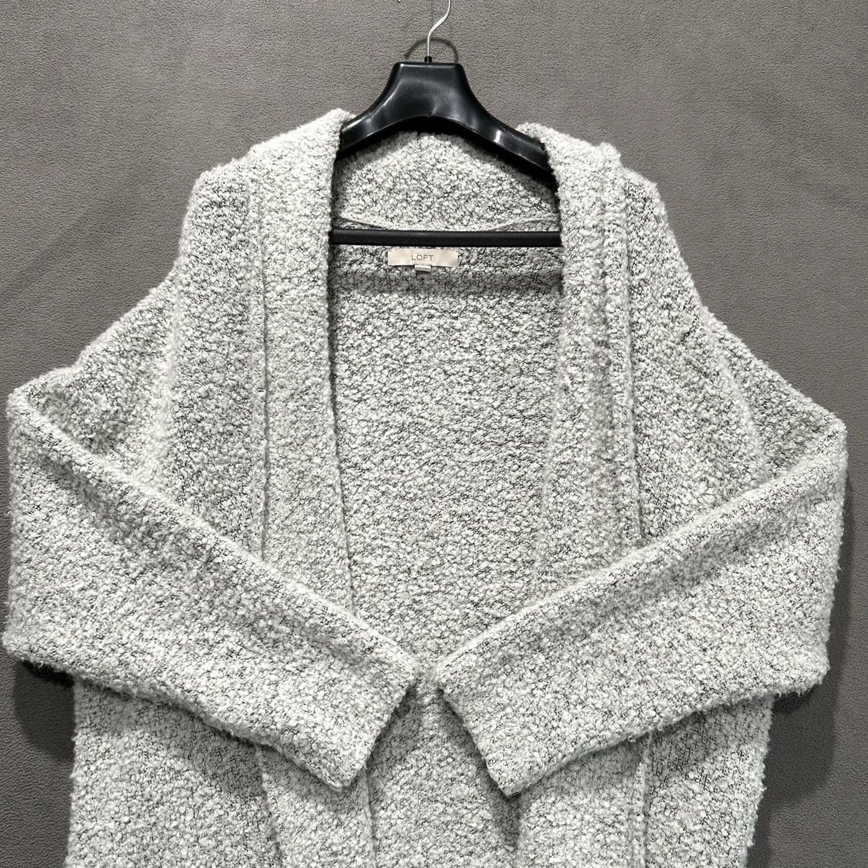 Loft LOFT Cardigan Sweater Womens L/XL Oversized Gray Open Front Wool Alpaca Blend Size XL / US 12-14 / IT 48-50 - 3 Thumbnail
