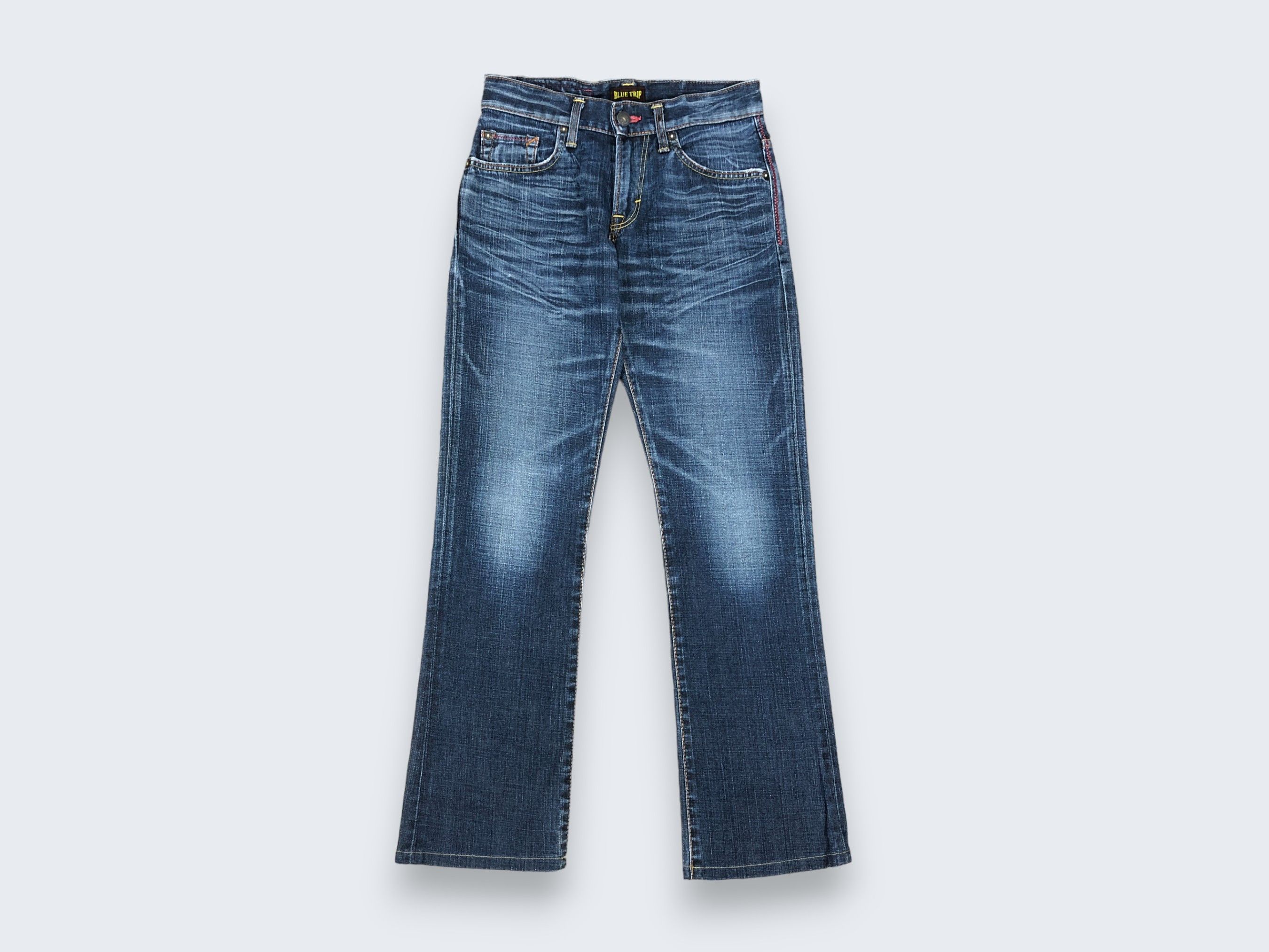Edwin × Vintage Vintage Edwin Flare Jeans Blue Trip Denim 29 x 30.5 L1278 Size 29" - 1 Thumbnail