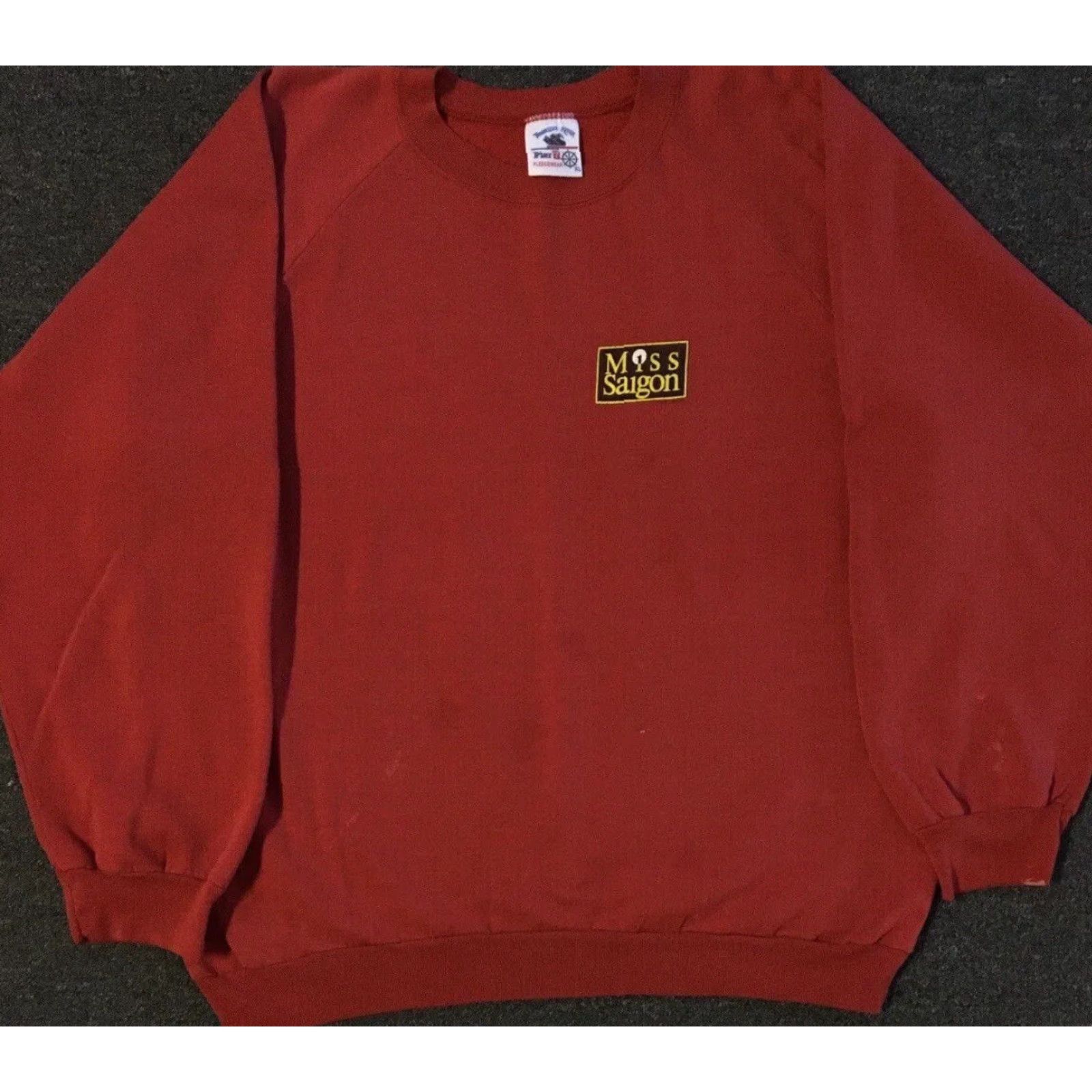 Vtg 80s Miss Saigon Musical Faded Promo Sweatshirt L Acting Play Drama Grunge Hoodie Men Red