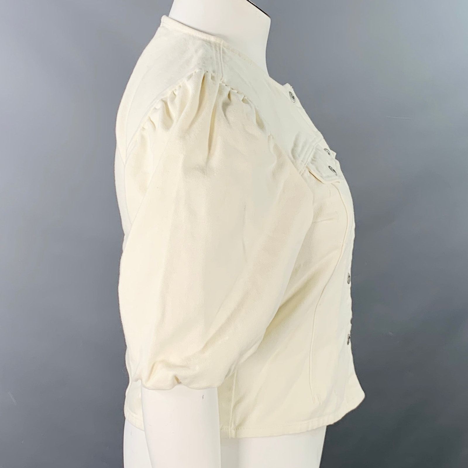 Other PIECES Size L Cream Cotton Twill Snaps Cape Size L / US 10 / IT 46 - 2 Thumbnail