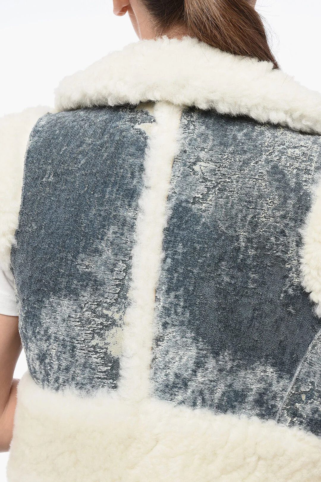 Dolce & Gabbana og1mm0426 Shearling Cropped-Fit Vest in Blue Size S / US 4 / IT 40 - 3 Thumbnail