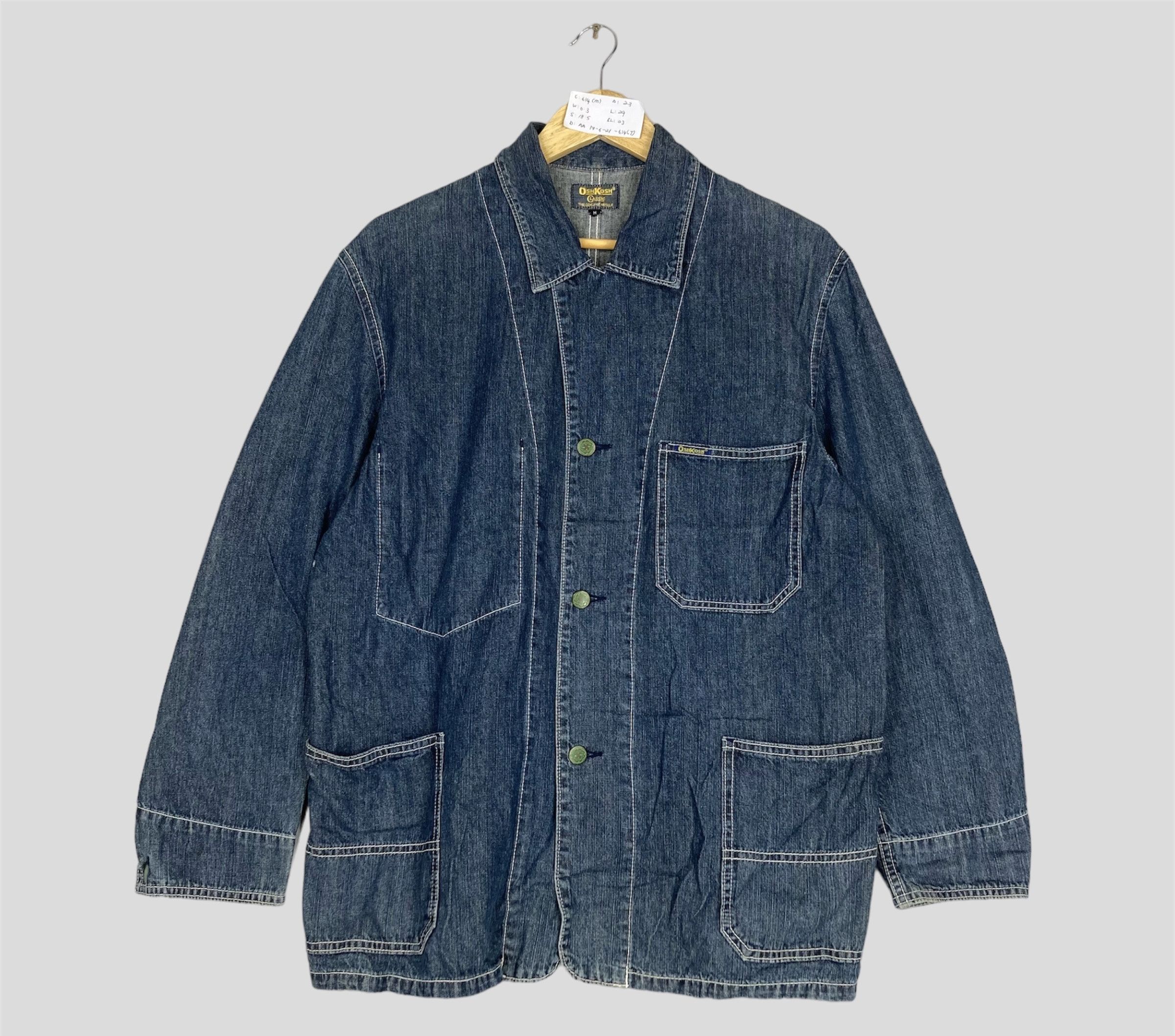 image of Oshkosh x Vintage Osh Kosh Indigo Denim Chore Jacket Button Up in Blue, Men's (Size Medium)