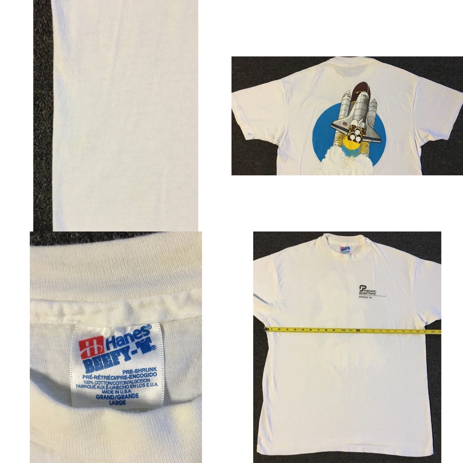 NASA VINTAGE Pacific Scientific Spaceship Shirt L White Men T-Shirt XS? Wait. Size US L / EU 52-54 / 3 - 10 Thumbnail